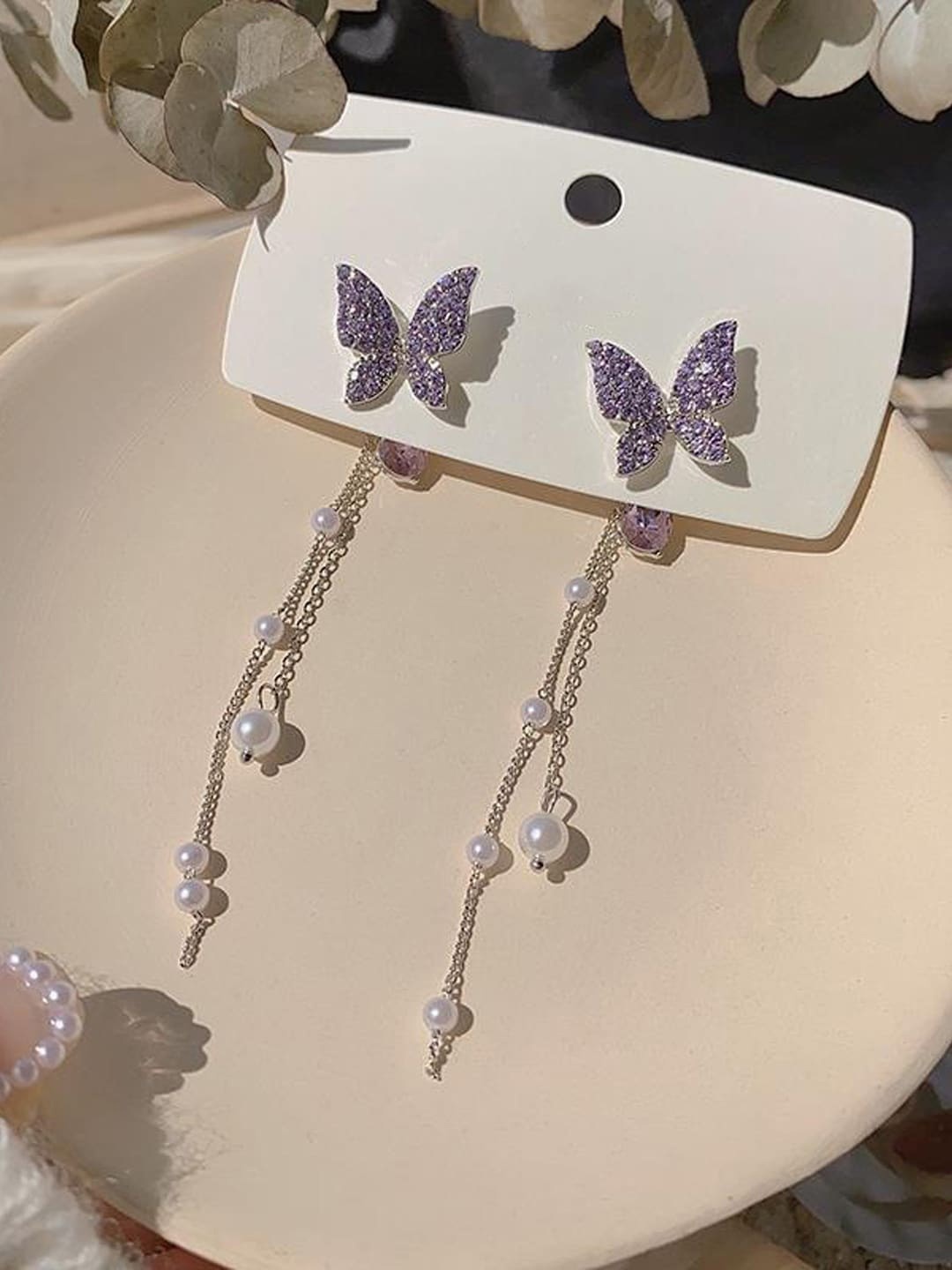 

VAGHBHATT Animal Shaped Studs Earrings, Purple