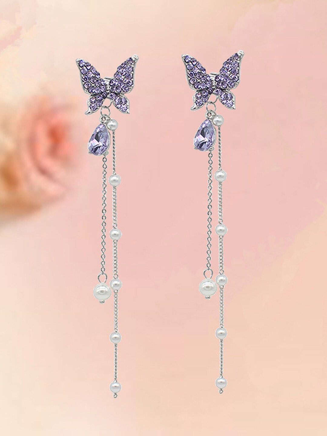 

VAGHBHATT Animal Shaped Hoop Earrings, Purple