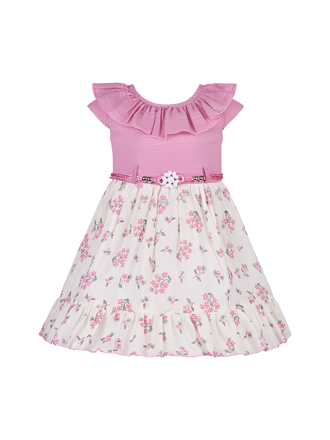 

Wish Karo Girls Floral Printed Fit & Flare Dress, Pink