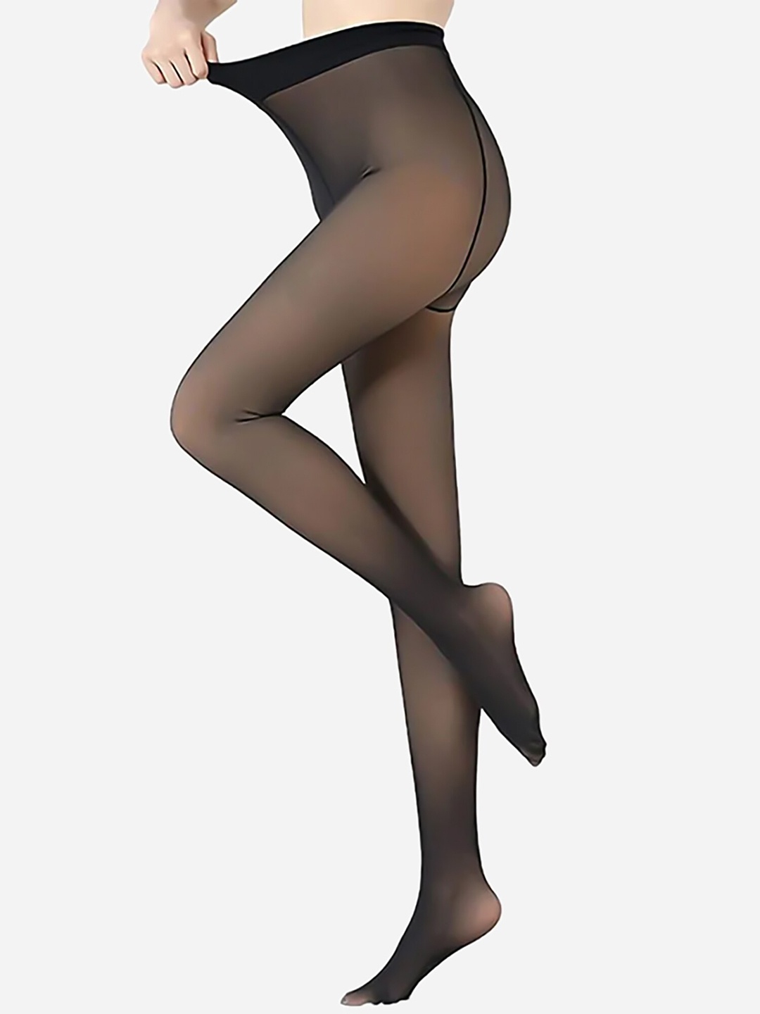 

Bellofox Black High-Rise Sheer Fleece Warm Stockings