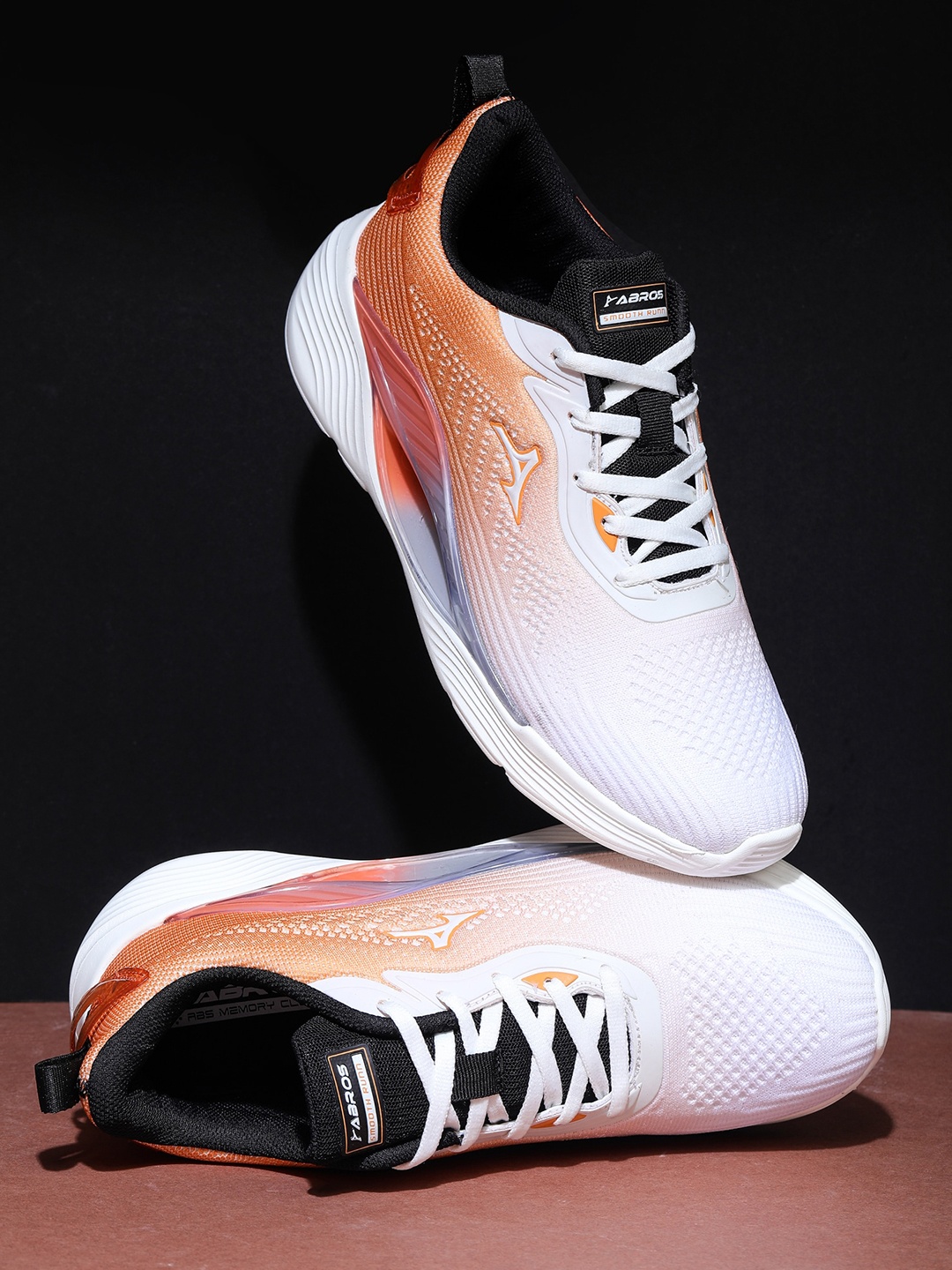 

ABROS Men Round Toe Mesh Running Shoes, Off white