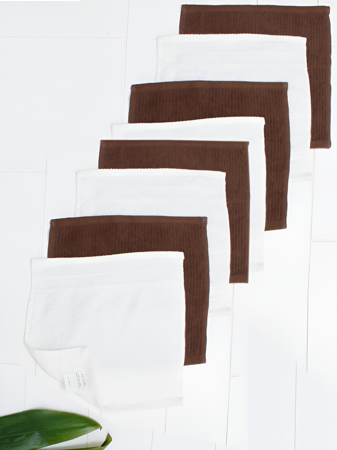 

AVI Living White & Brown 8 Pcs 500 GSM Pure Cotton Highly Absorbent Face Towels