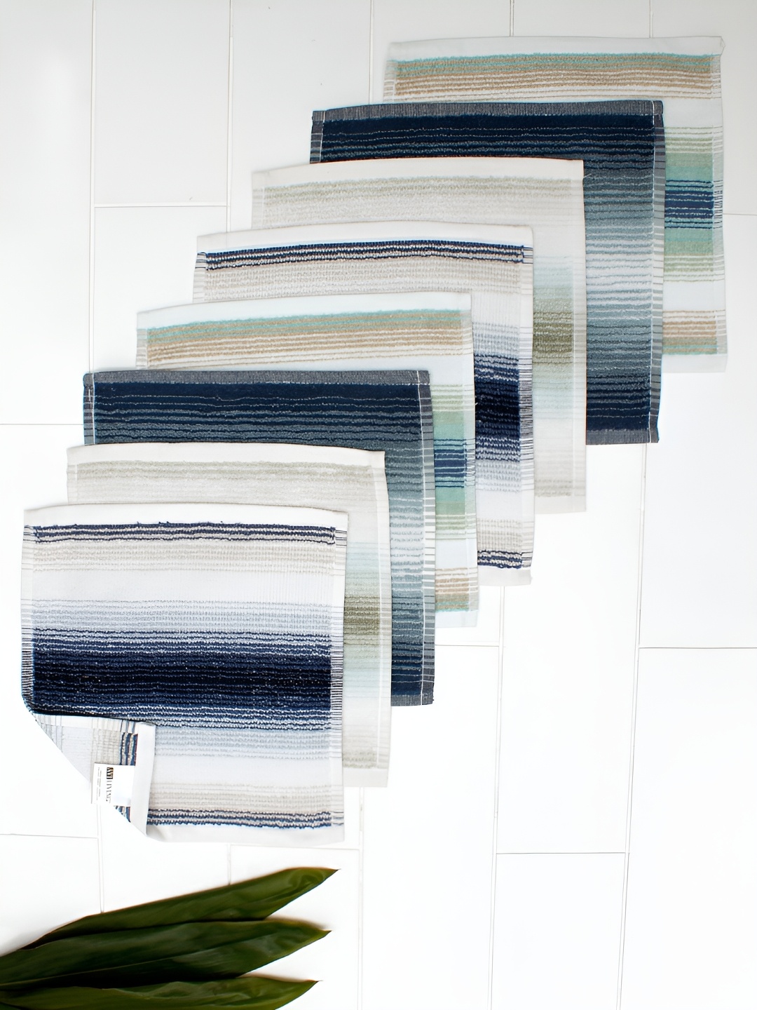 

AVI Living Navy Blue and Beige 8 Pcs Striped 550GSM Pure Cotton Face Towels