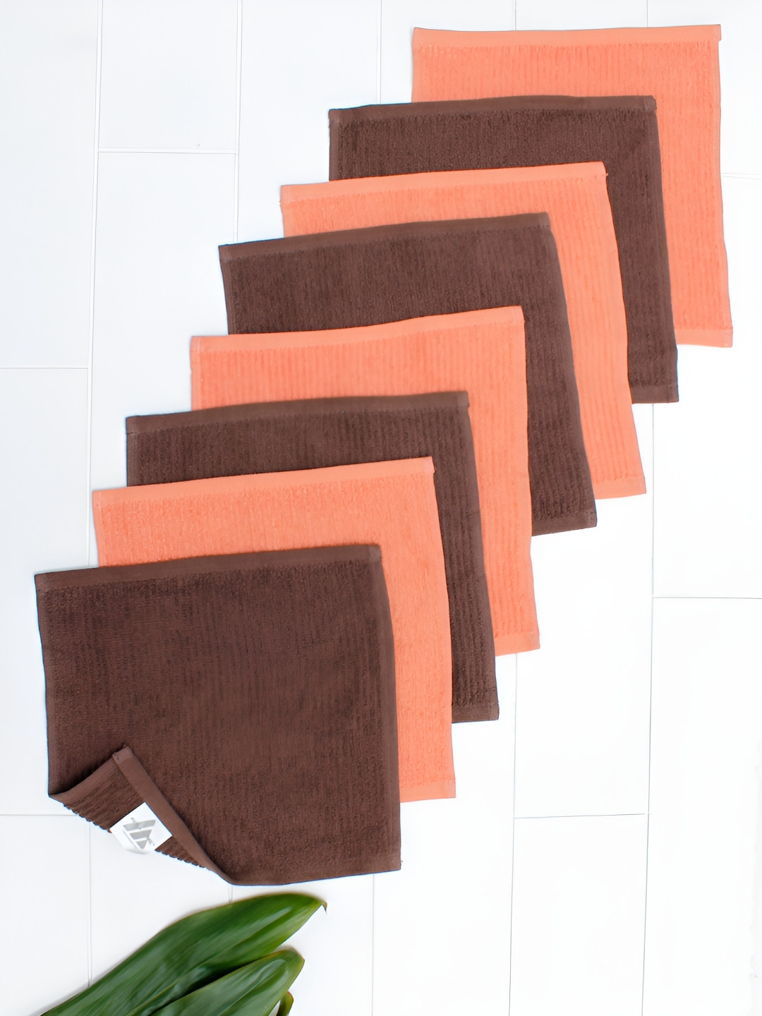 

AVI Living Orange Colored & Brown 8 Pieces Pure Cotton 420 GSM Face Towels