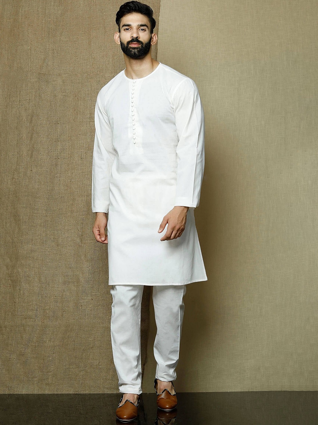 

Mitera Men Regular Kurta with Pyjamas, White
