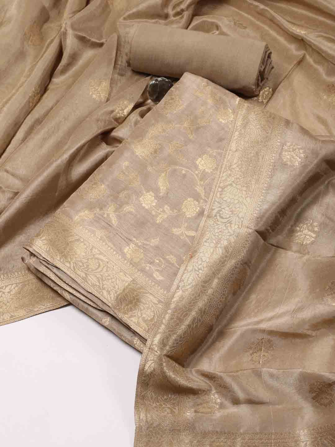 

Meena Bazaar Floral Woven Designed Unstitched Dress Material, Beige