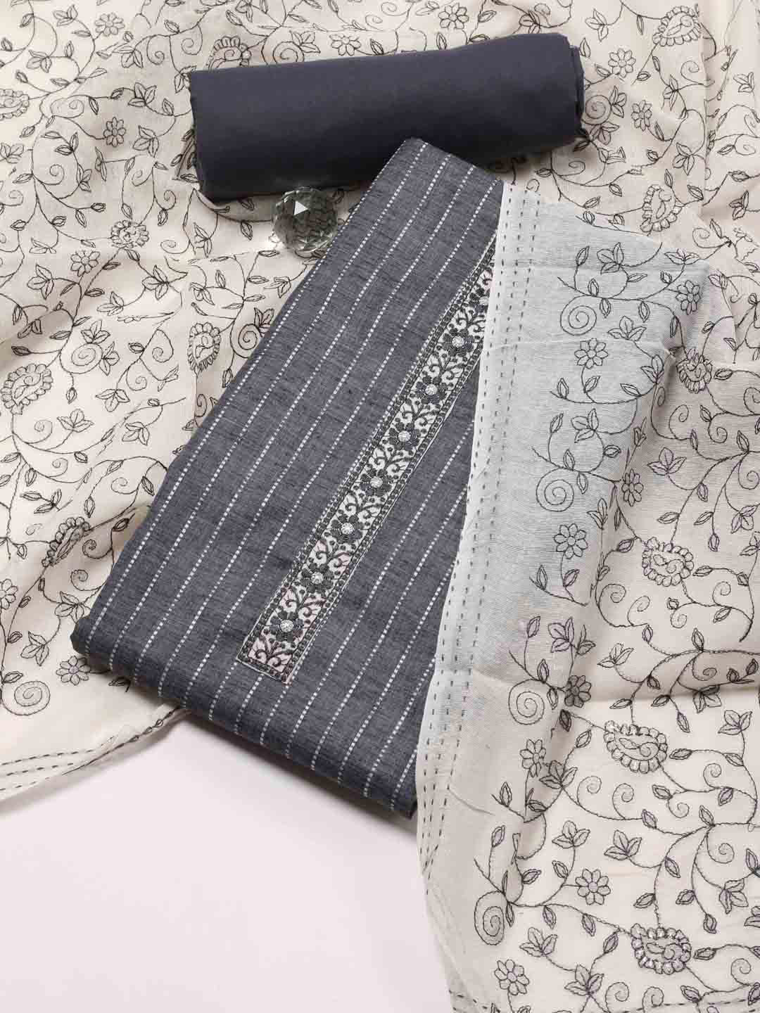 

Meena Bazaar Woven Designed Unstitched Dress Material, Grey