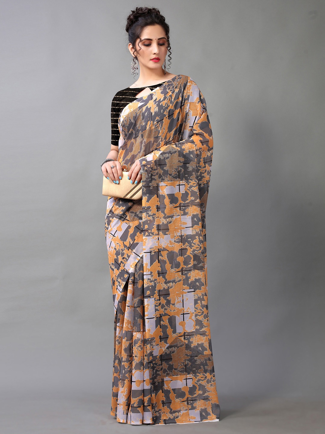 

Shaily Geometric Printed Saree, Grey