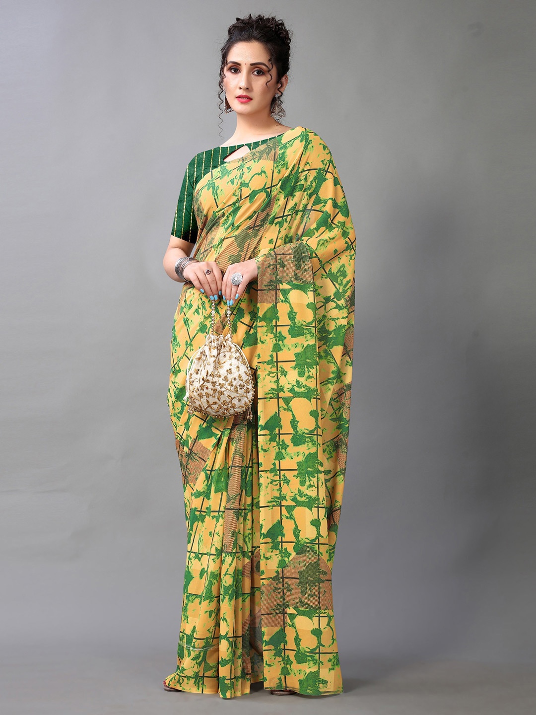 

Shaily Geometric Printed Saree, Yellow