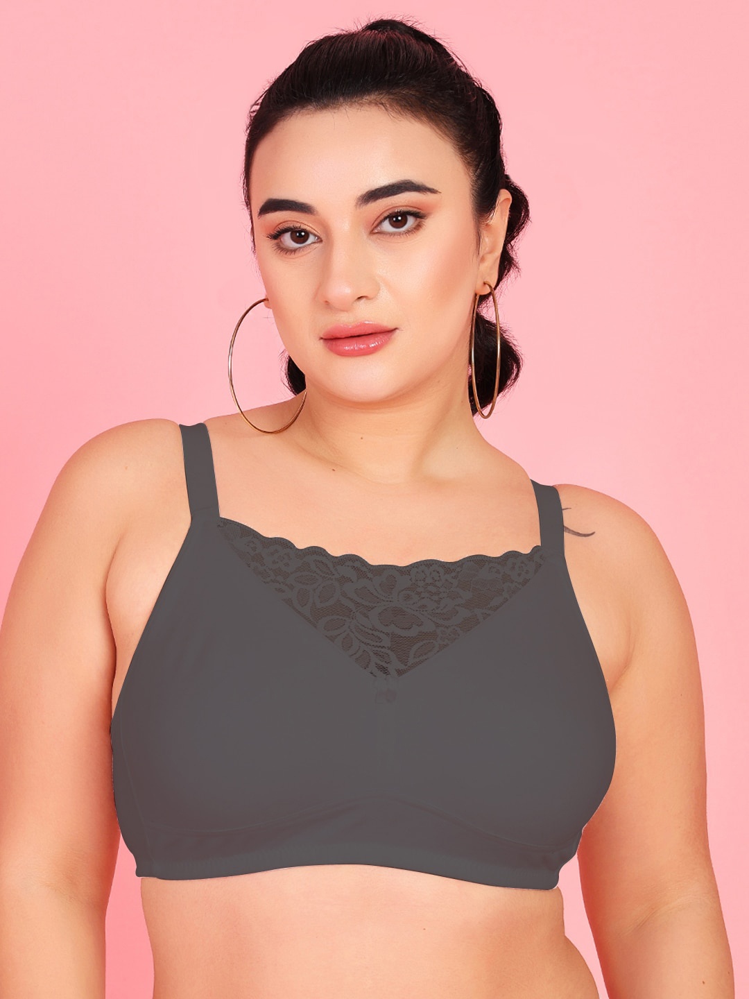

Curvy Love Full Coverage Non Padded Seamless Cotton Everyday Bra With All Day Comfort, Black