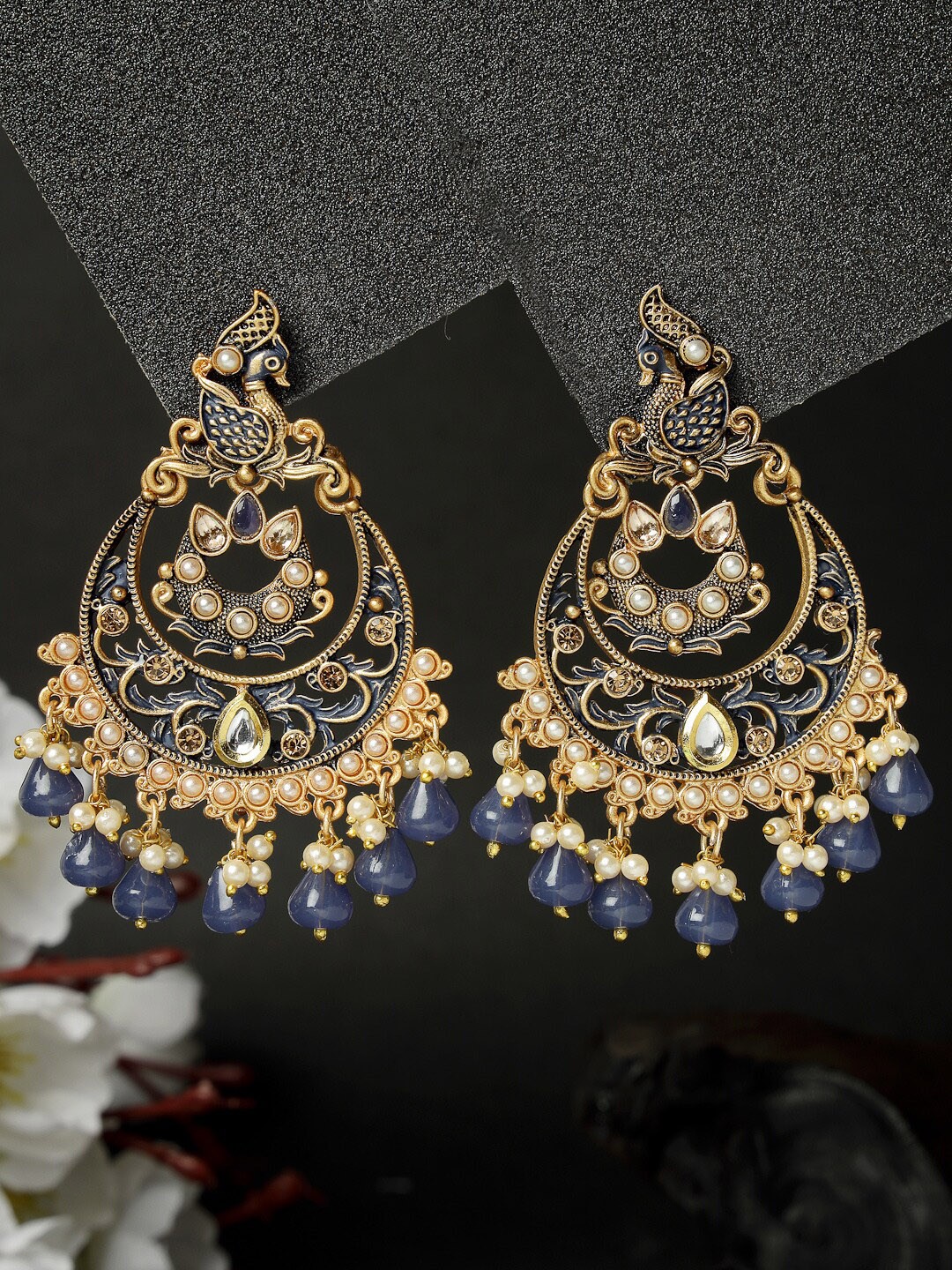 

ADIVA Gold-Plated Contemporary Hand Painted Chandbalis