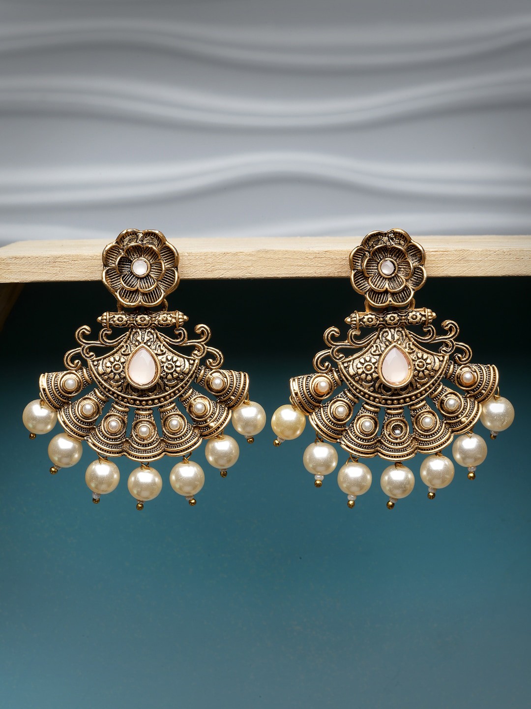 

ADIVA Gold-Plated Contemporary Antique Chandbalis