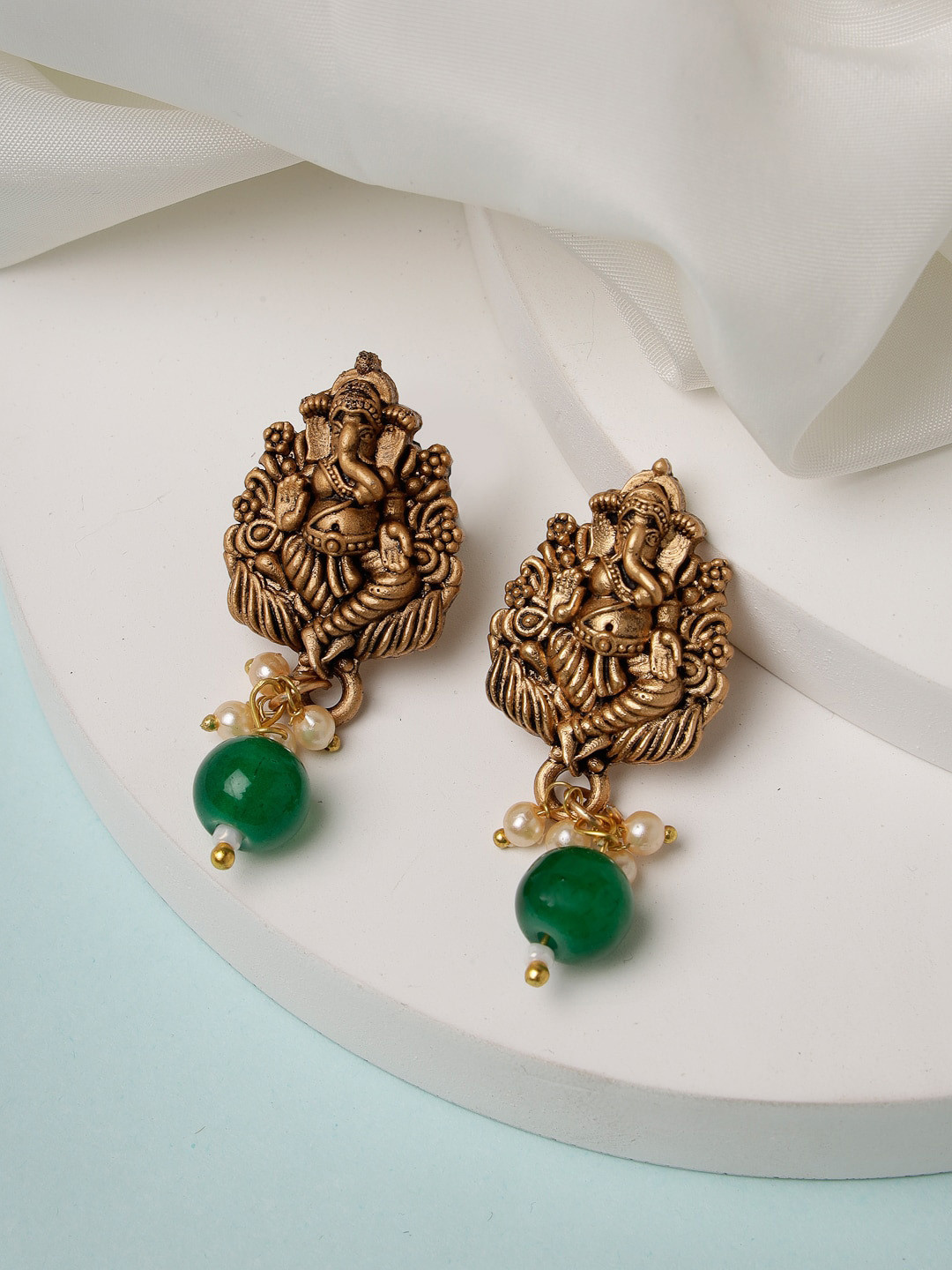 

ADIVA Gold-Plated Beaded Classic Drop Earrings