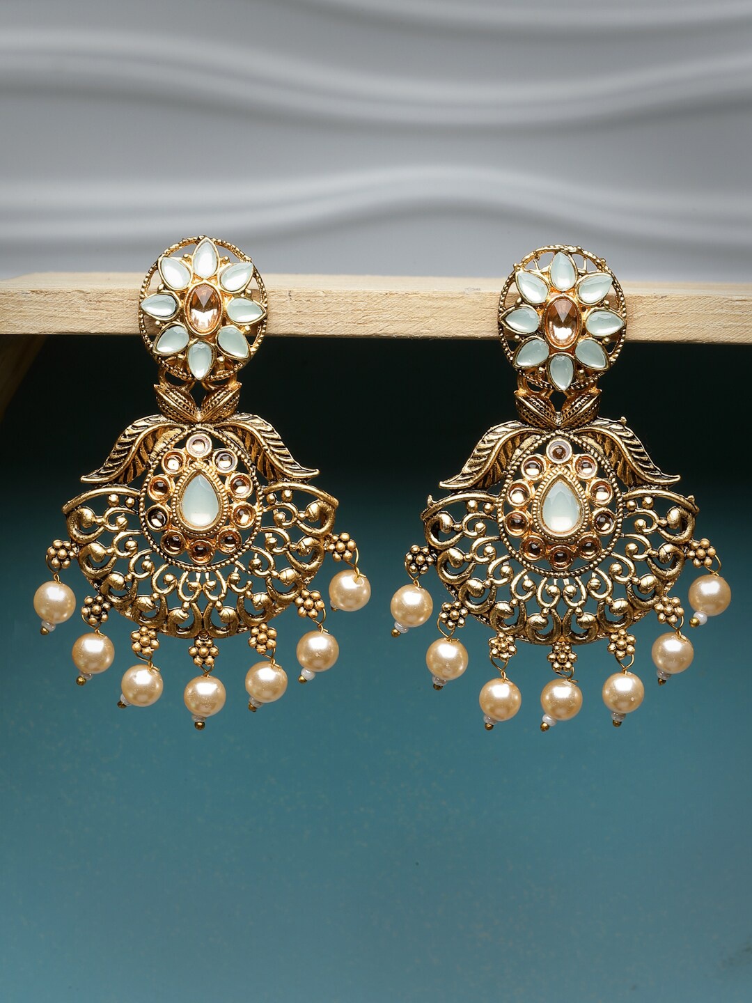 

ADIVA Gold-Plated Contemporary Antique Chandbalis