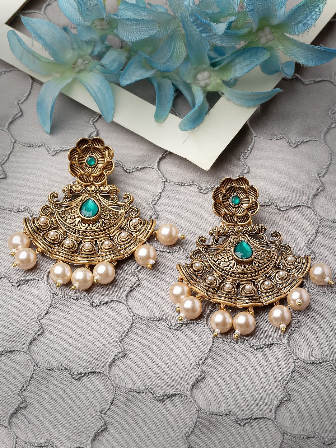 

ADIVA Gold-Plated Contemporary Antique Chandbalis