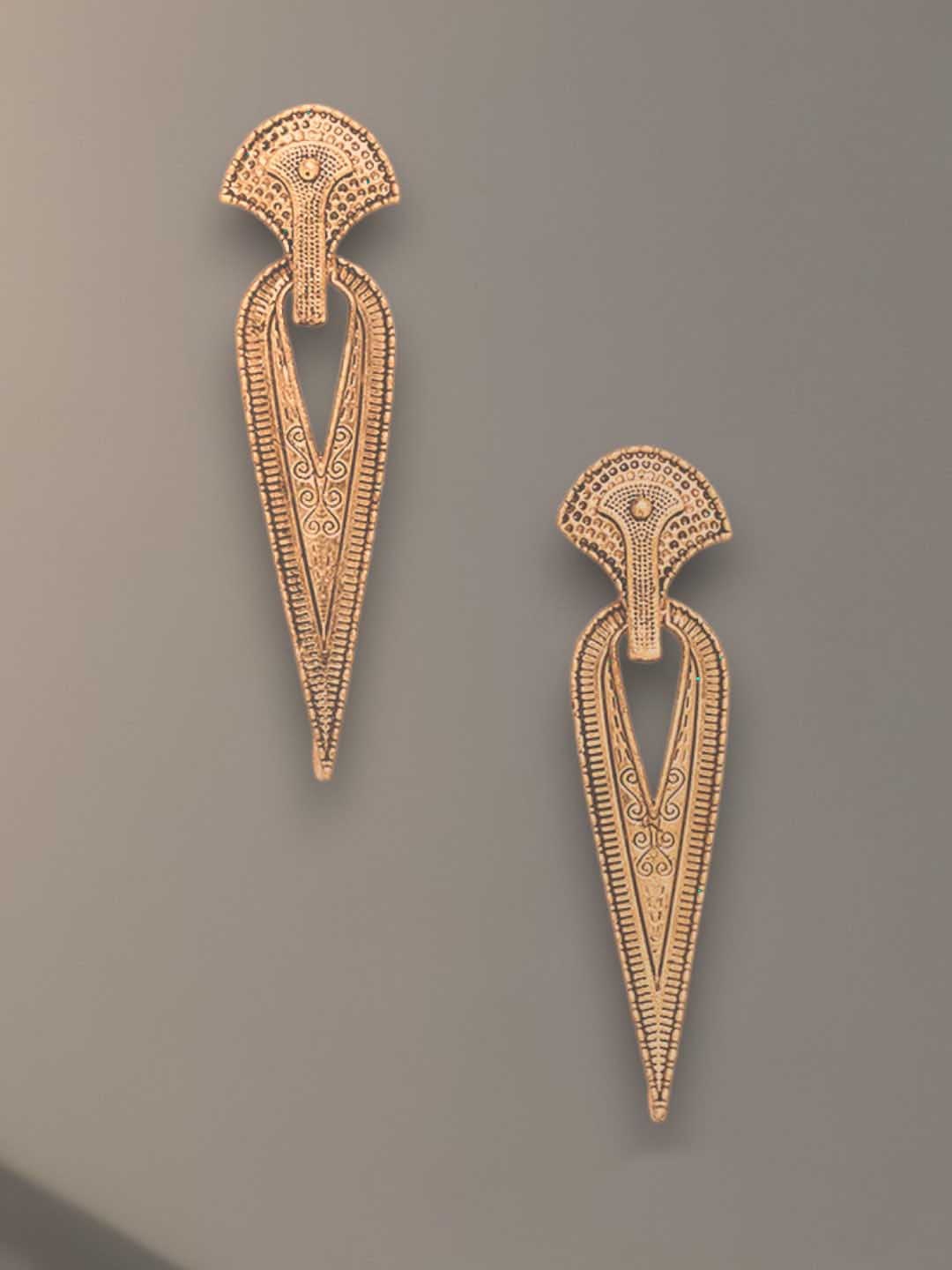 

ADIVA Gold-Plated Teardrop Shaped Drop Earrings