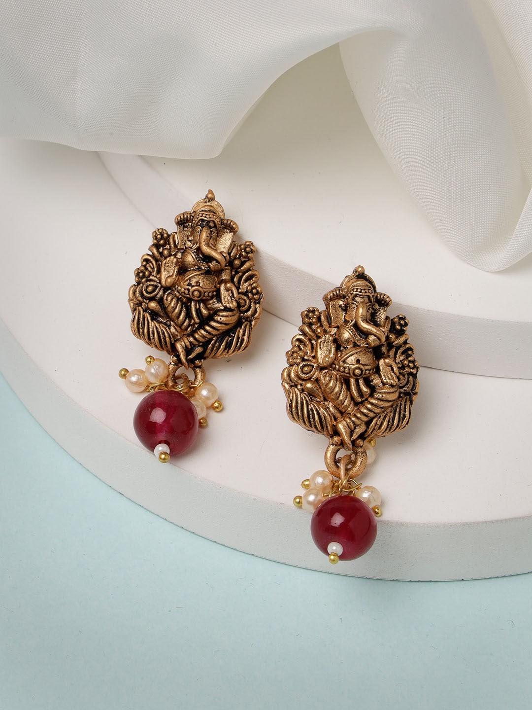 

ADIVA Gold-Plated Classic Temple Drop Earrings