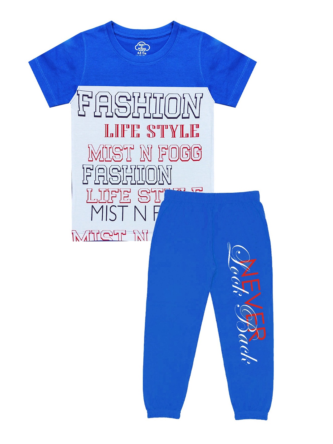 

MIST N FOGG Boys Printed T-shirt with Trousers, Blue