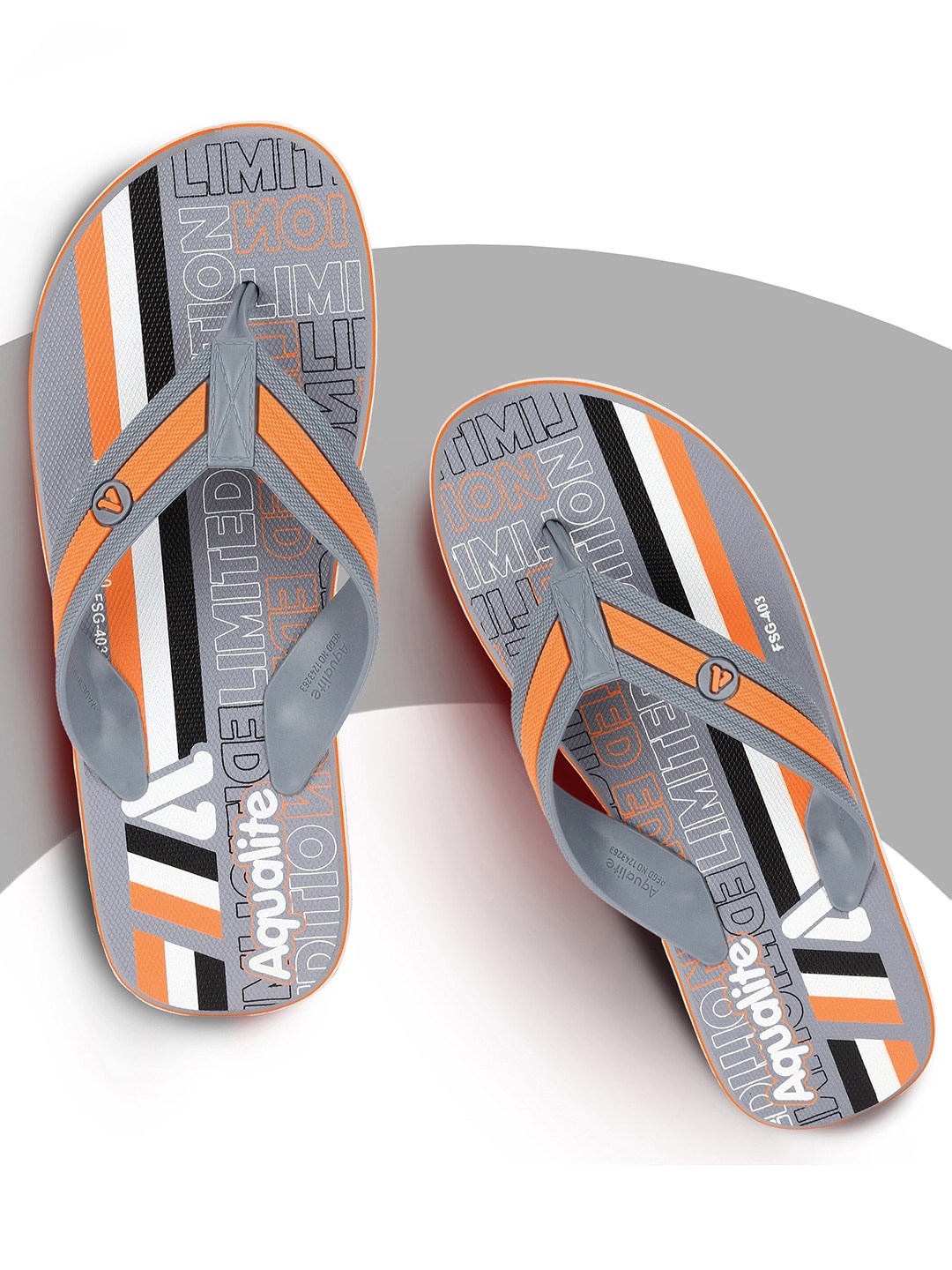 

Aqualite Men Printed Rubber Thong Flip-Flops, Grey