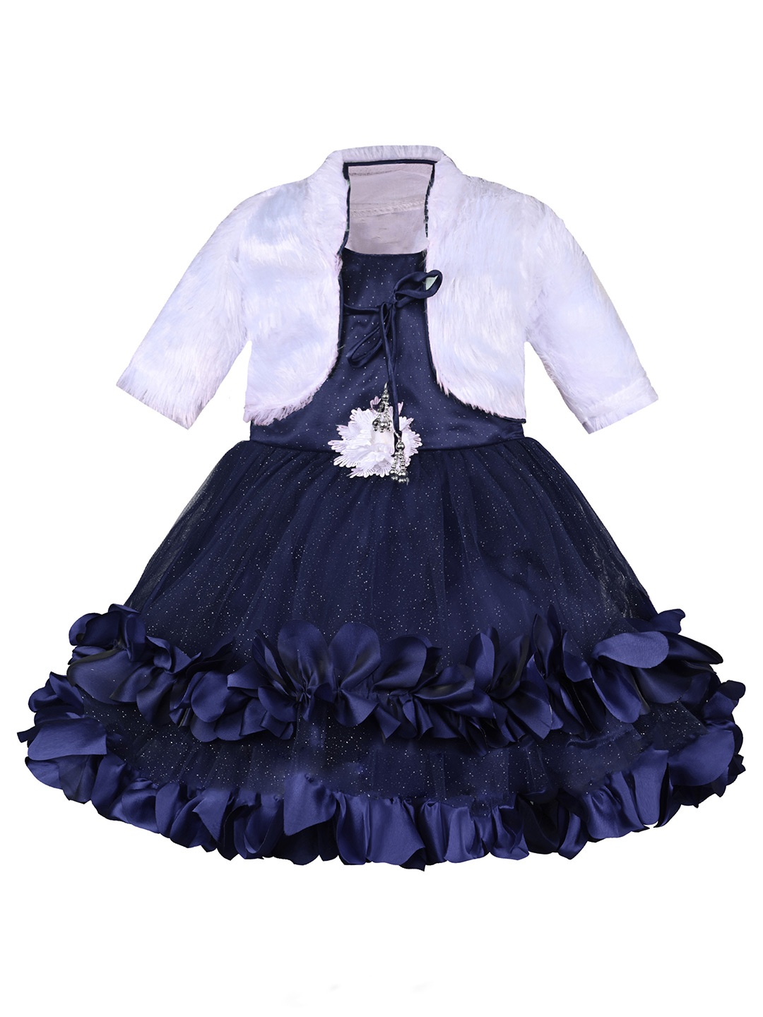 

Wish Karo Girls Embellished Net Gown With Jacket, Navy blue