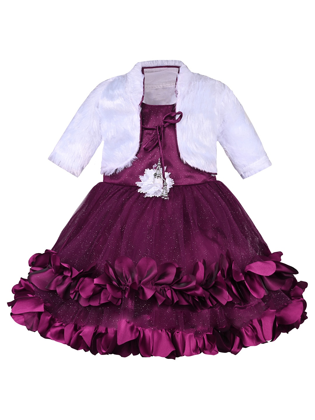

Wish Karo Girls Embellished Net Gown With Jacket, Purple