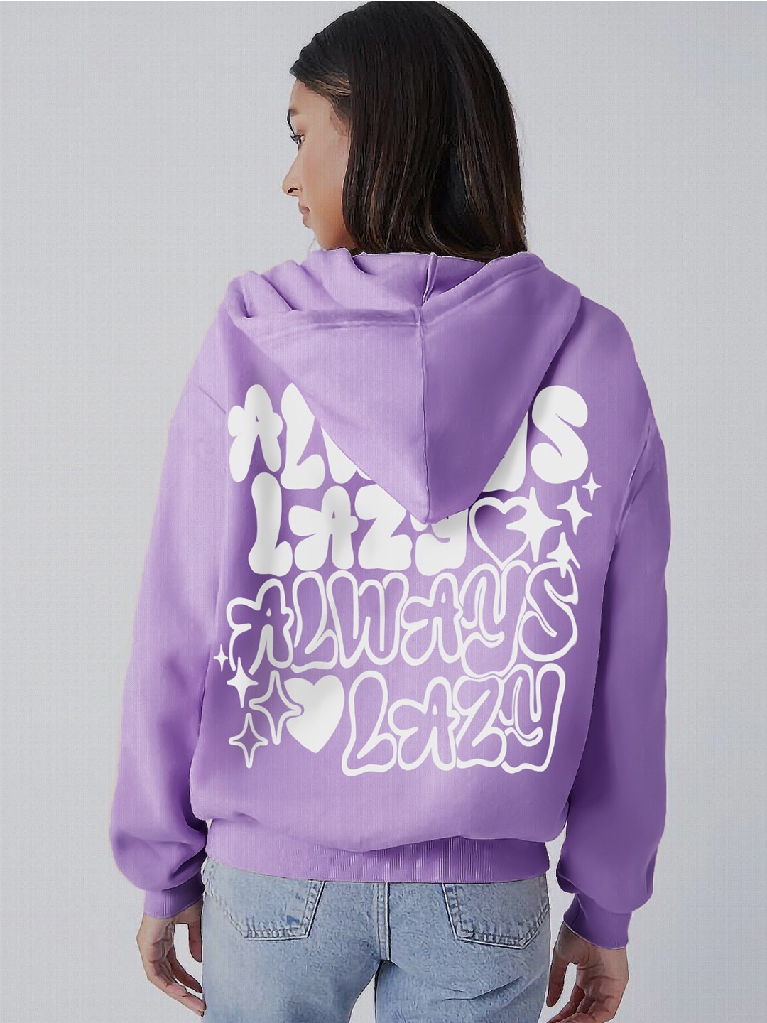 

The Dry State Typography Printed Hooded Front-Open Fleece Sweatshirt, Purple