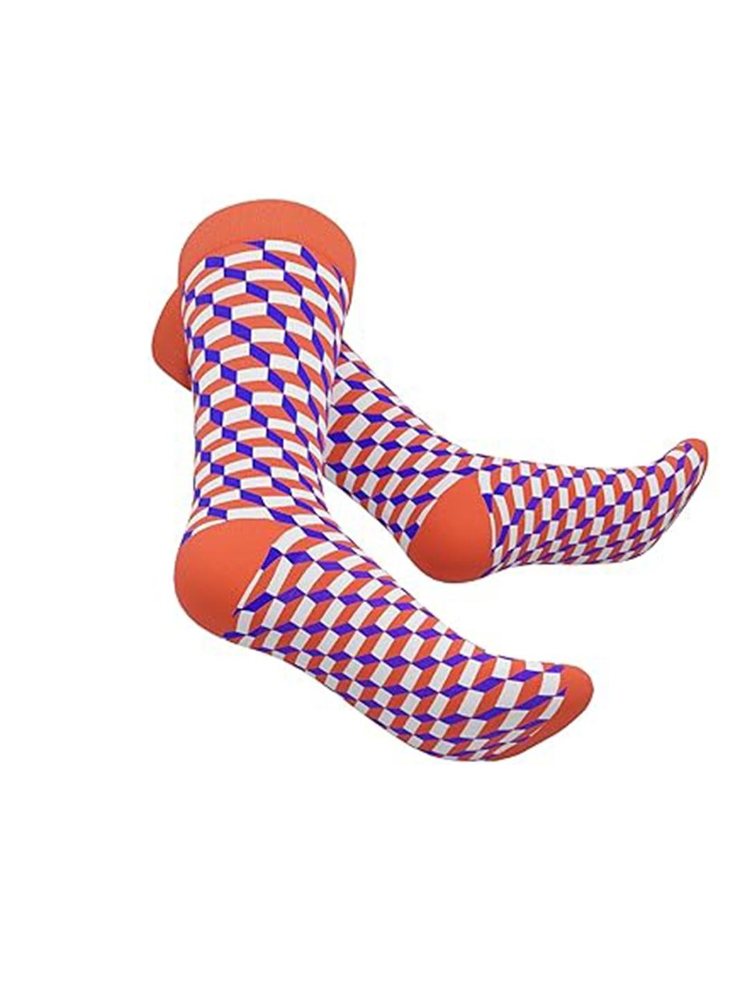 

TalkingSox Unisex Pack Of 2 Geometric-Patterned Calf-Length Socks, Orange