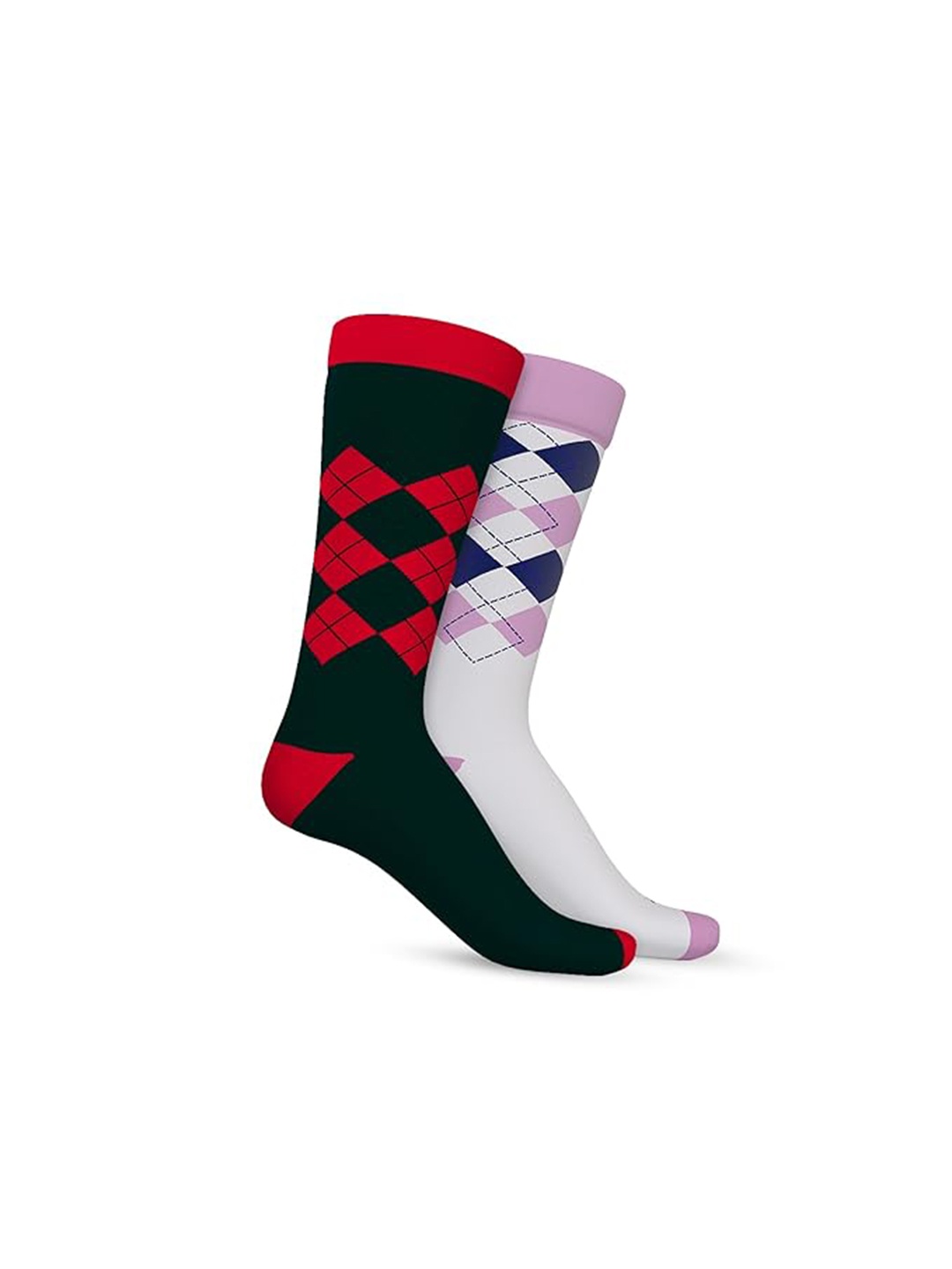 

TalkingSox Pack Of 2 Argyle-Patterned Calf-Length Socks, Red