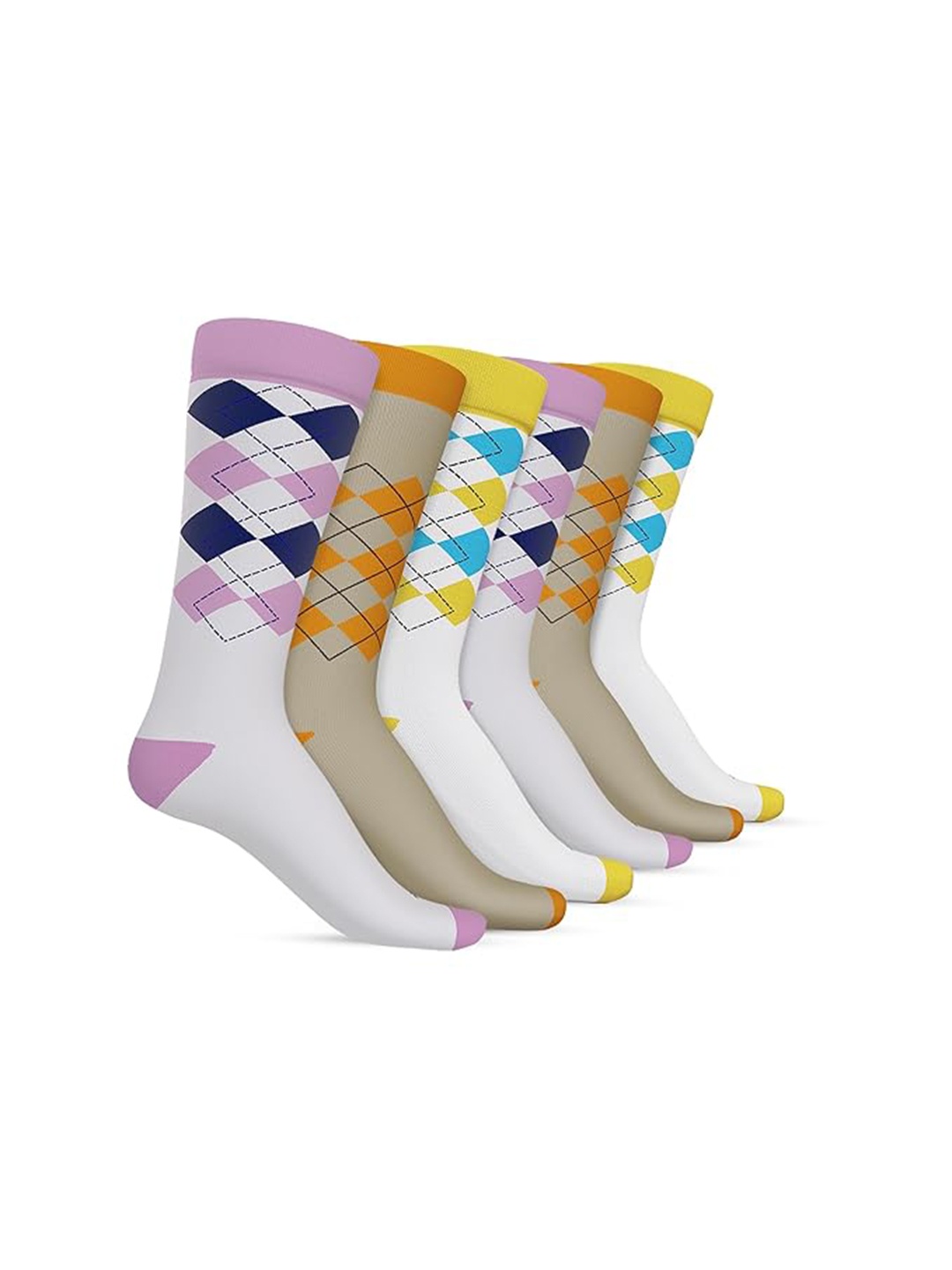 

TalkingSox Pack Of 6 Patterned Calf-Length Moisture Wicking Bamboo Socks, Pink