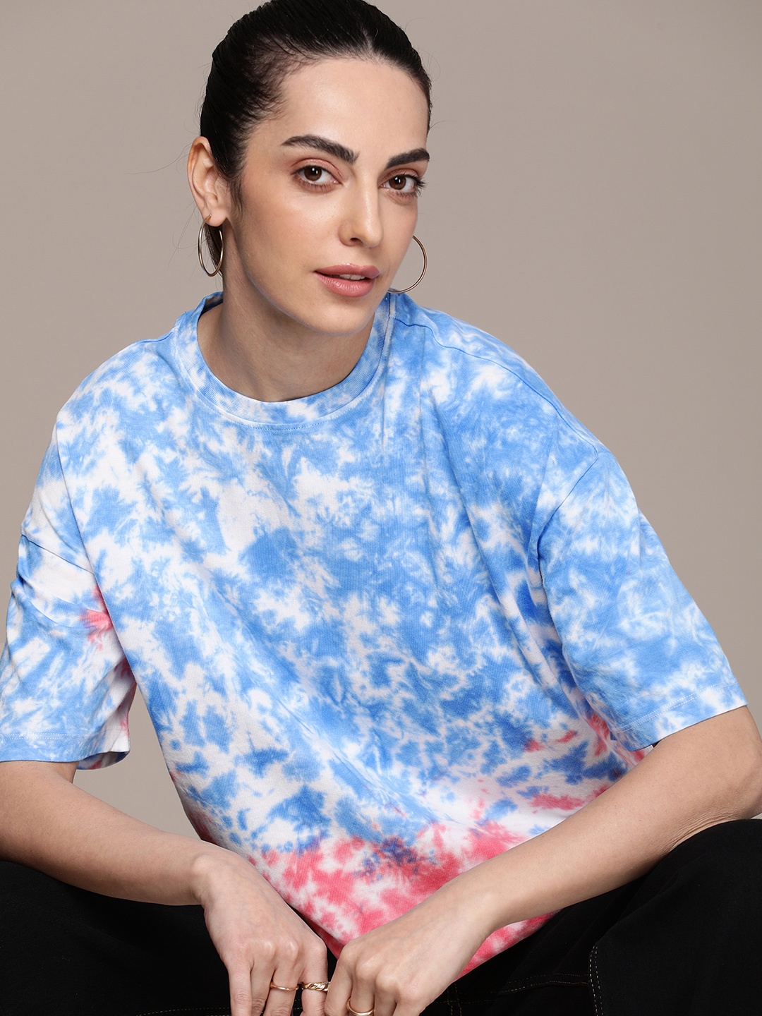

Roadster Women Tie & Dye Boxy T-shirt, Multi