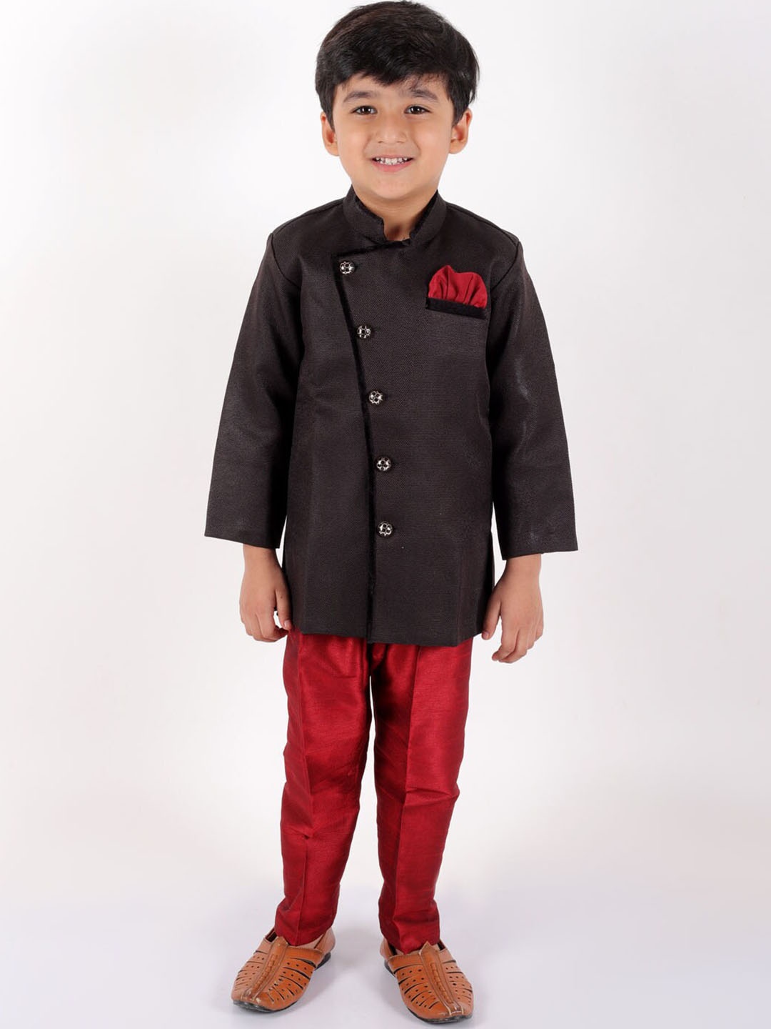 

JBN Creation Boys Mandarin Collar Sherwani Set, Black