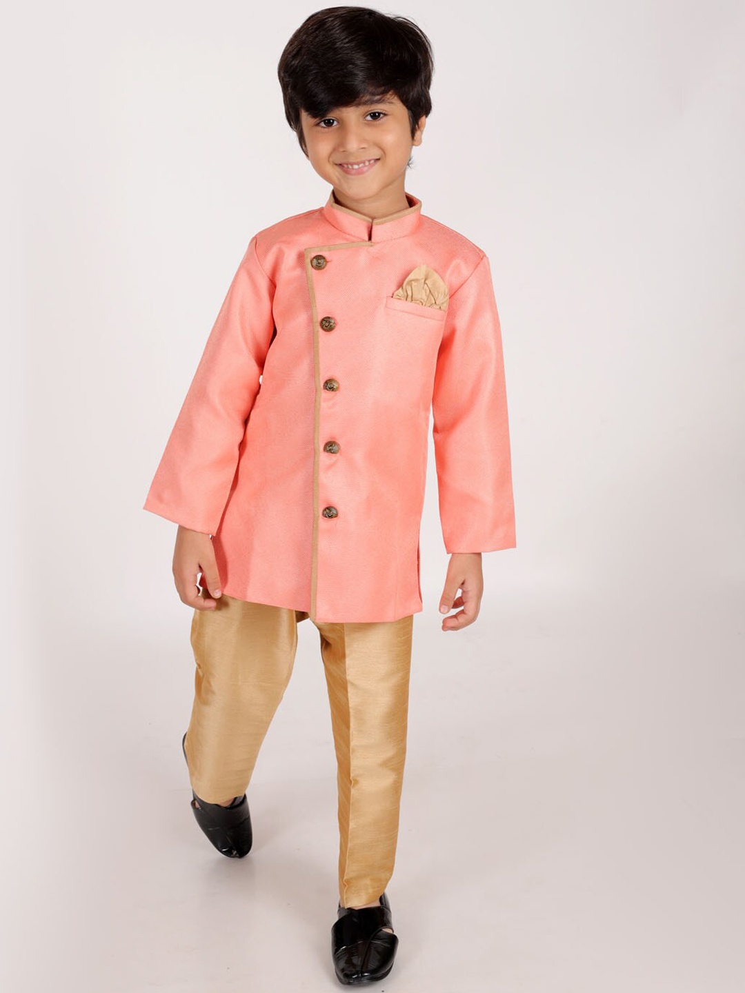 

JBN Creation Boys Mandarin Collar Sherwani Set, Pink