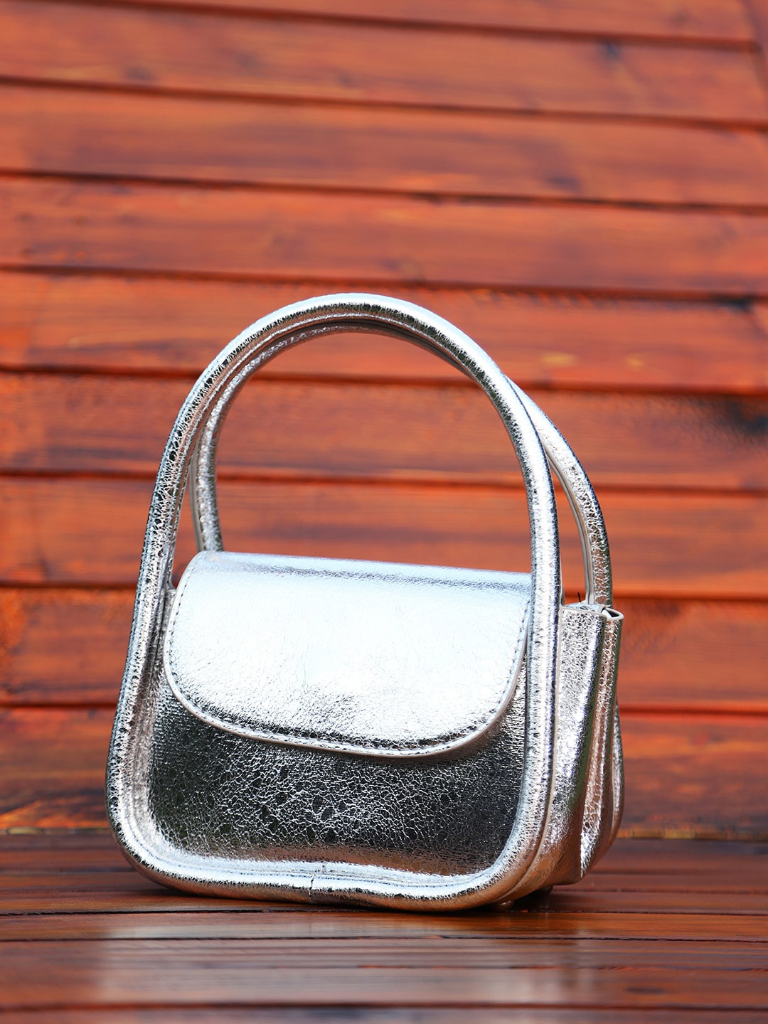 

Kazo Round and Radiant Metallic Handbag, Silver