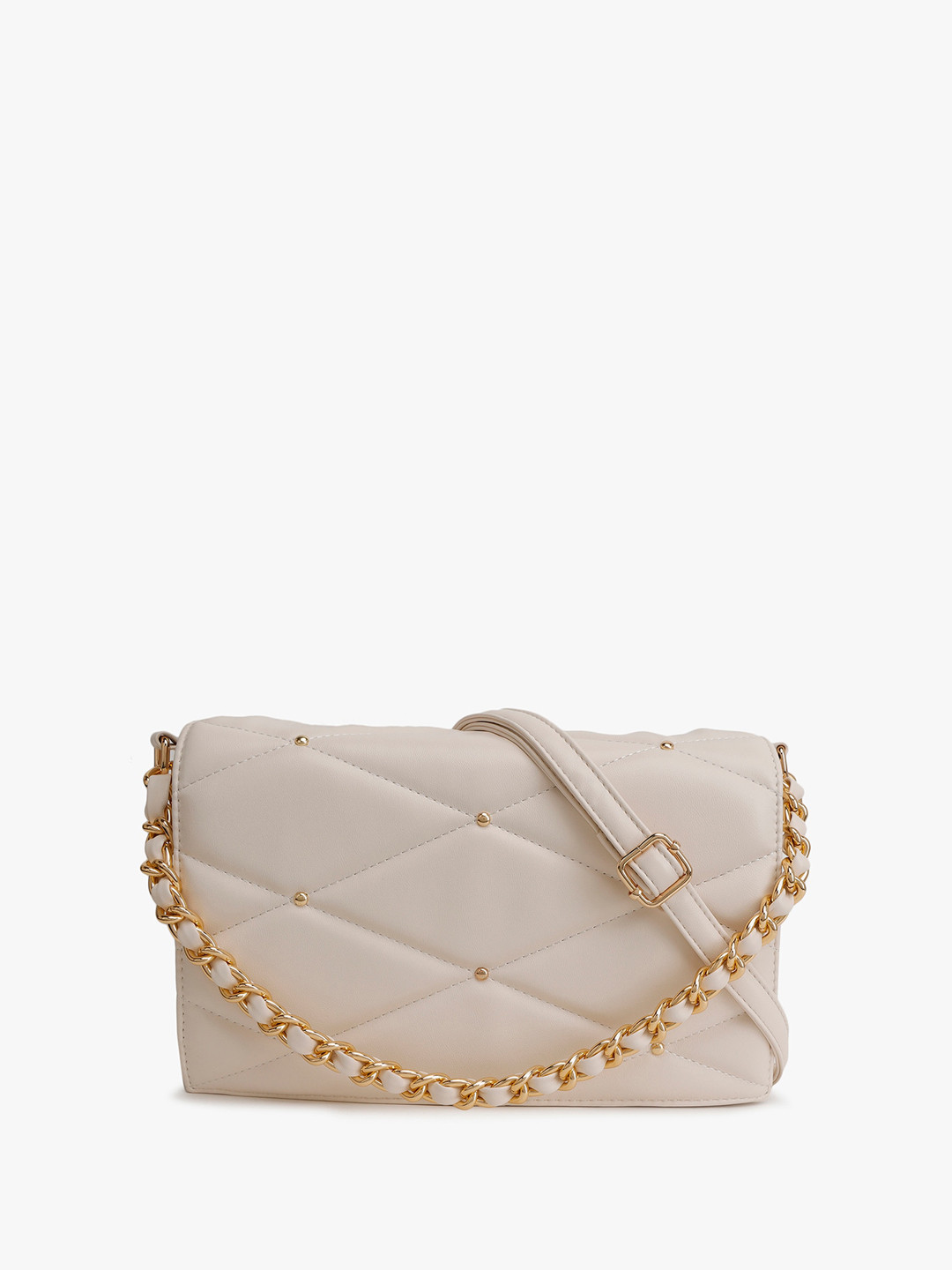 

Kazo Diamond Quilted Chain Shoulder Bag, White