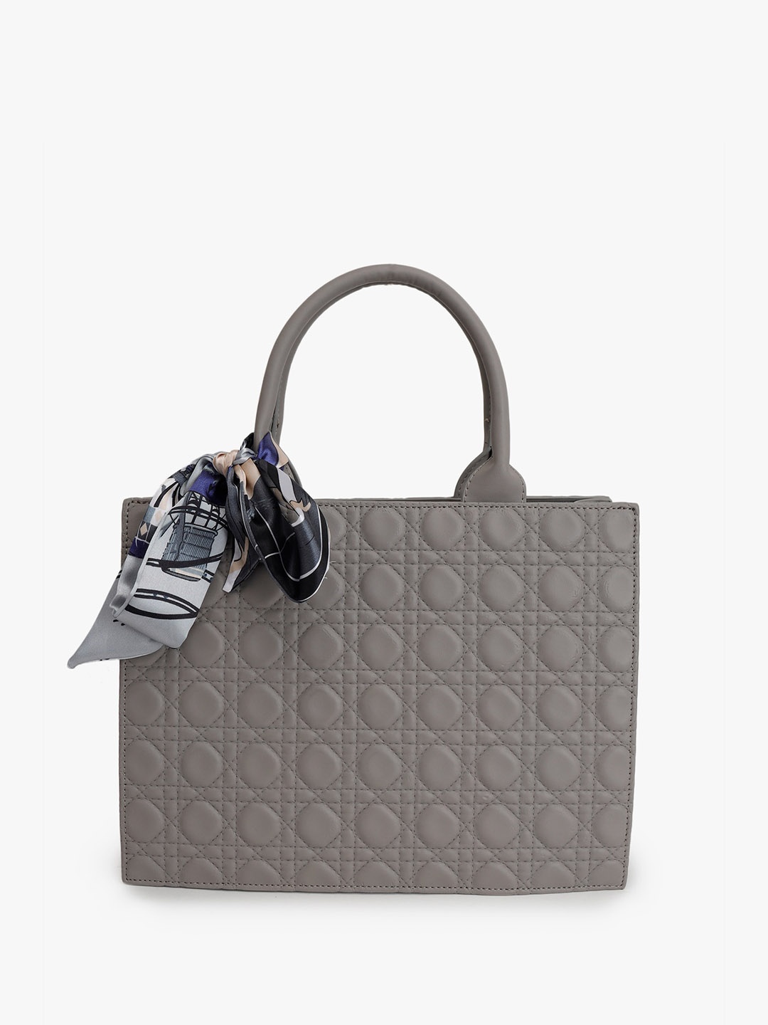 KAZO Scarf Handle Quilted Tote Bag, Grey