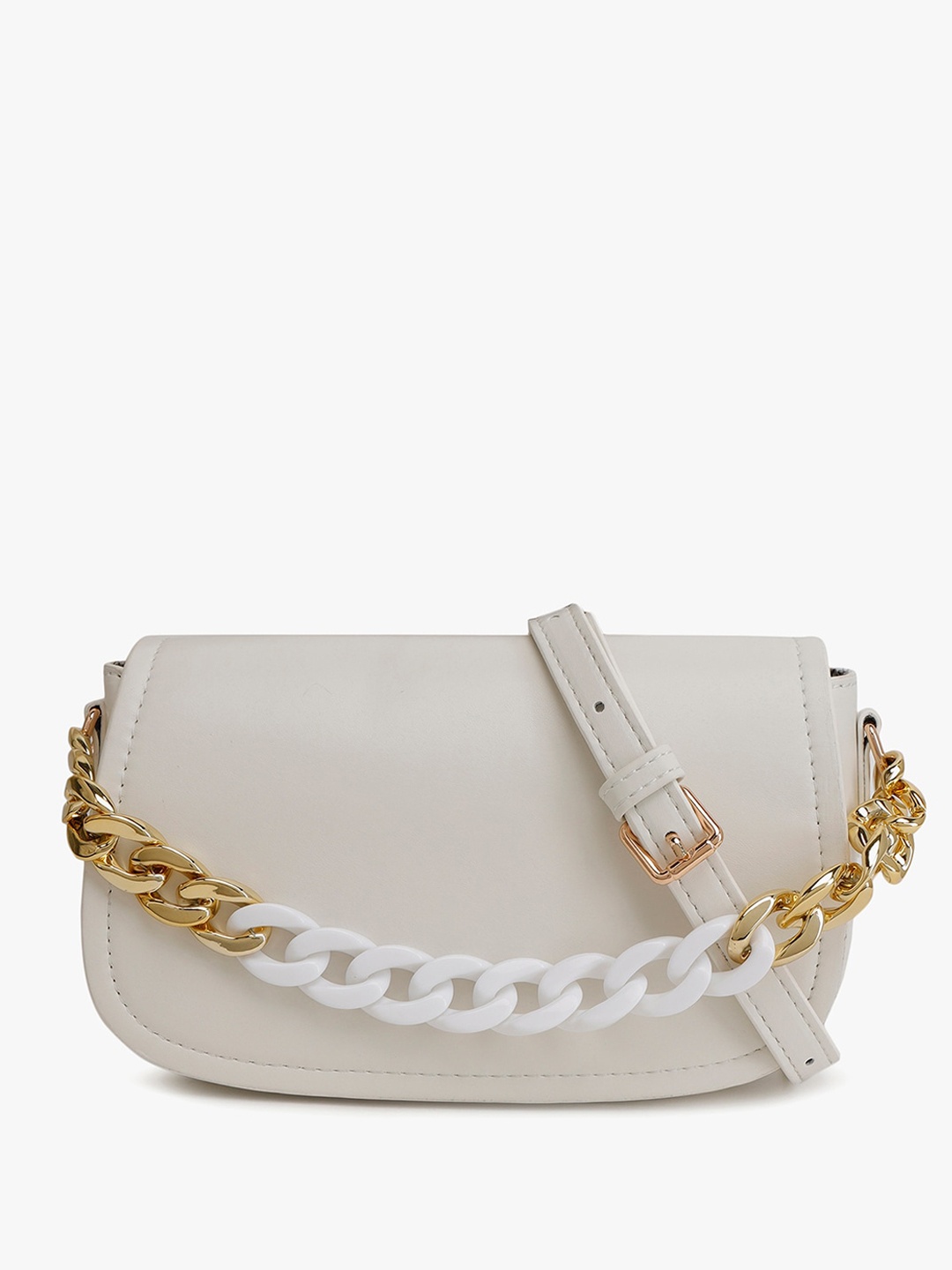 

Kazo Dual Tone Chunky Chain Sling Bag, White