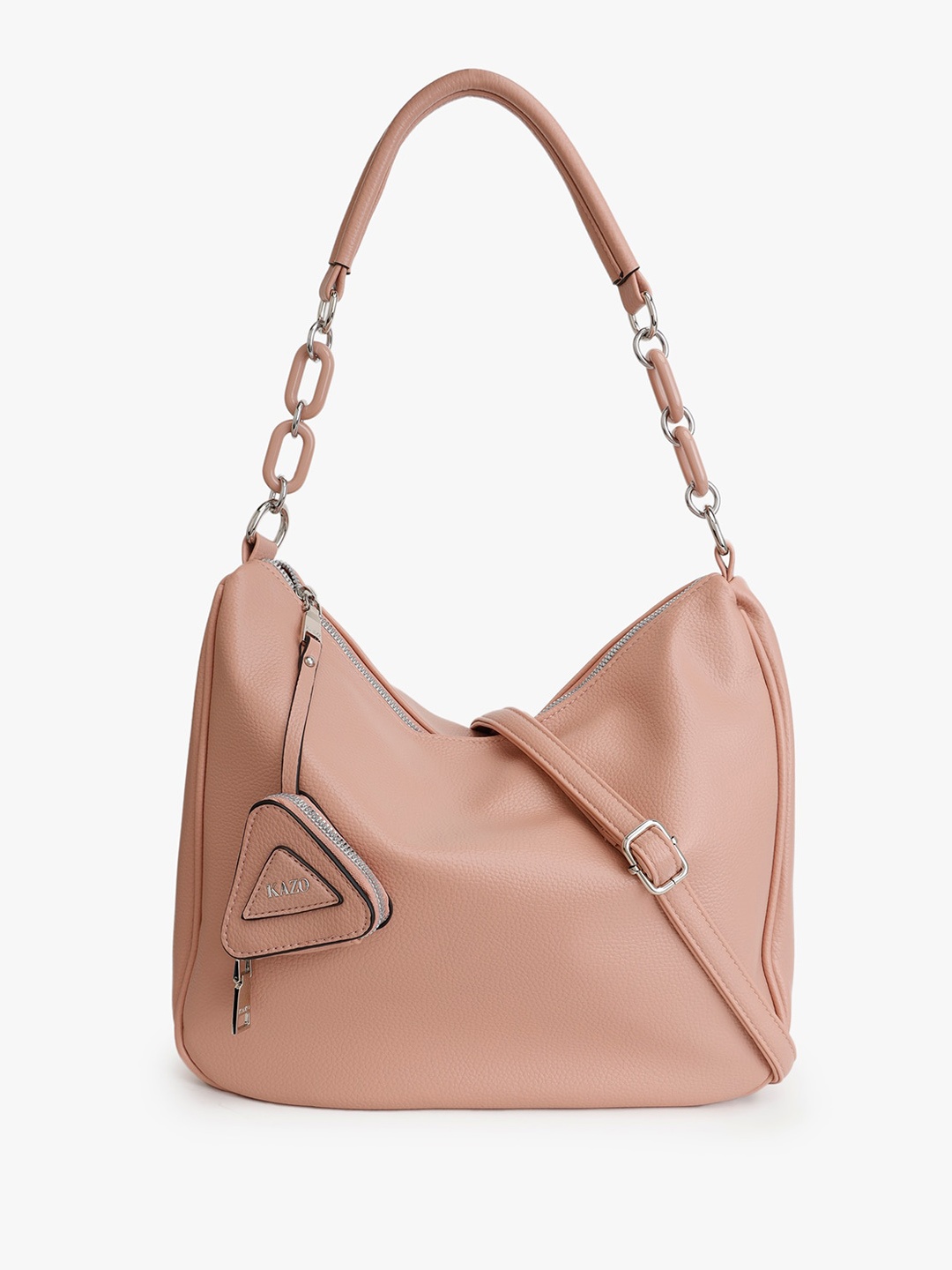 

Kazo Leather Slouchy Chain Handle bag, Pink