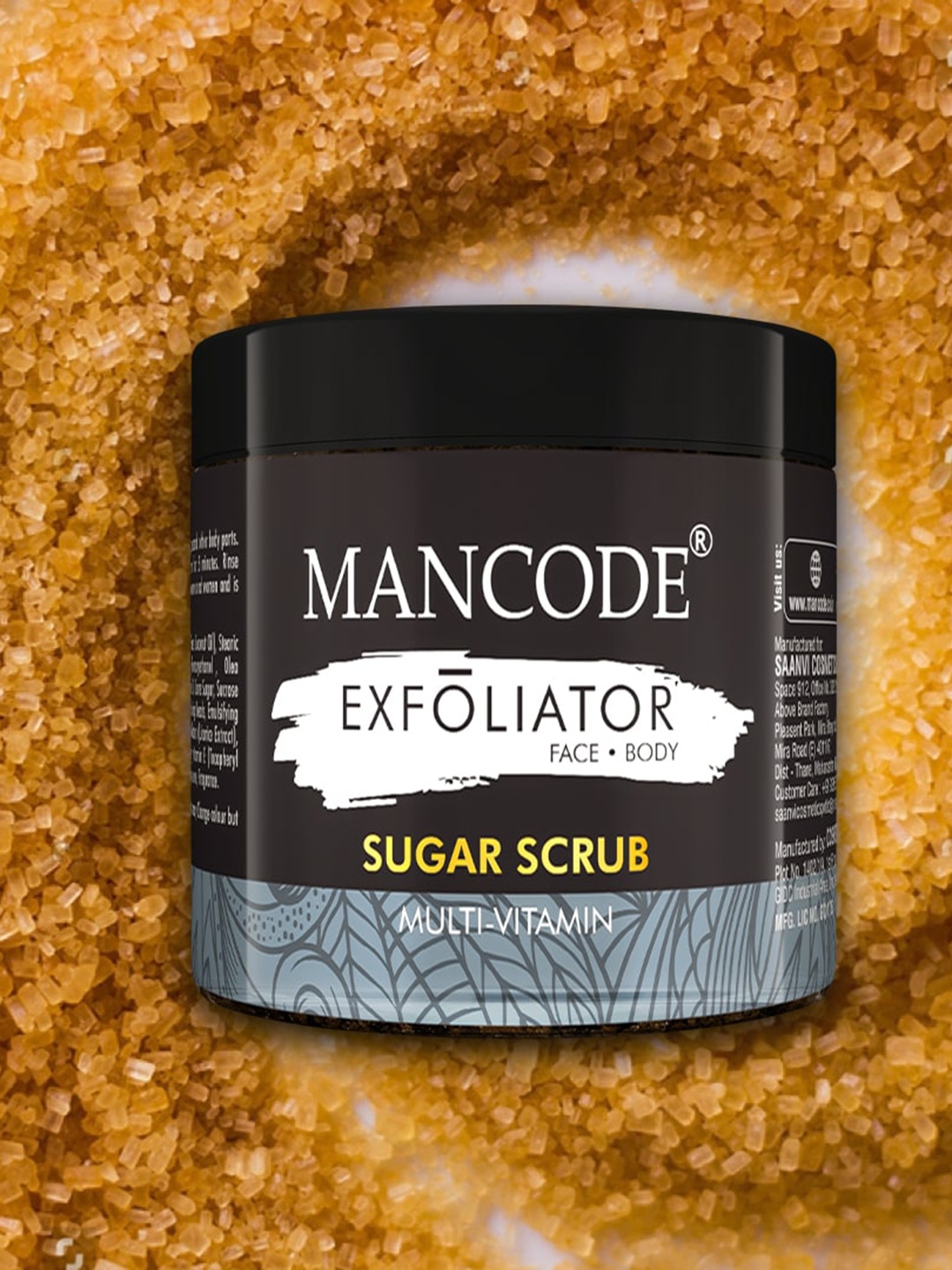 

MANCODE Exfoliator Face & Body Sugar Scrub with Multi-Vitamin - 125 g, Black