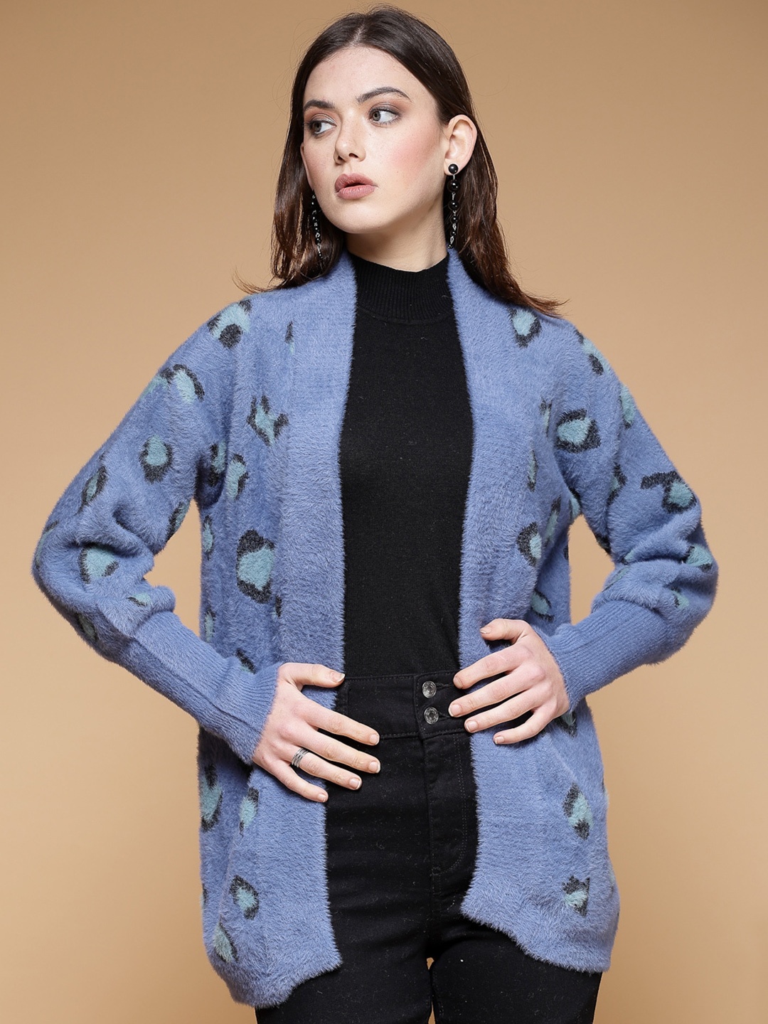 

Juelle Abstract Printed Open Front Shrug, Blue