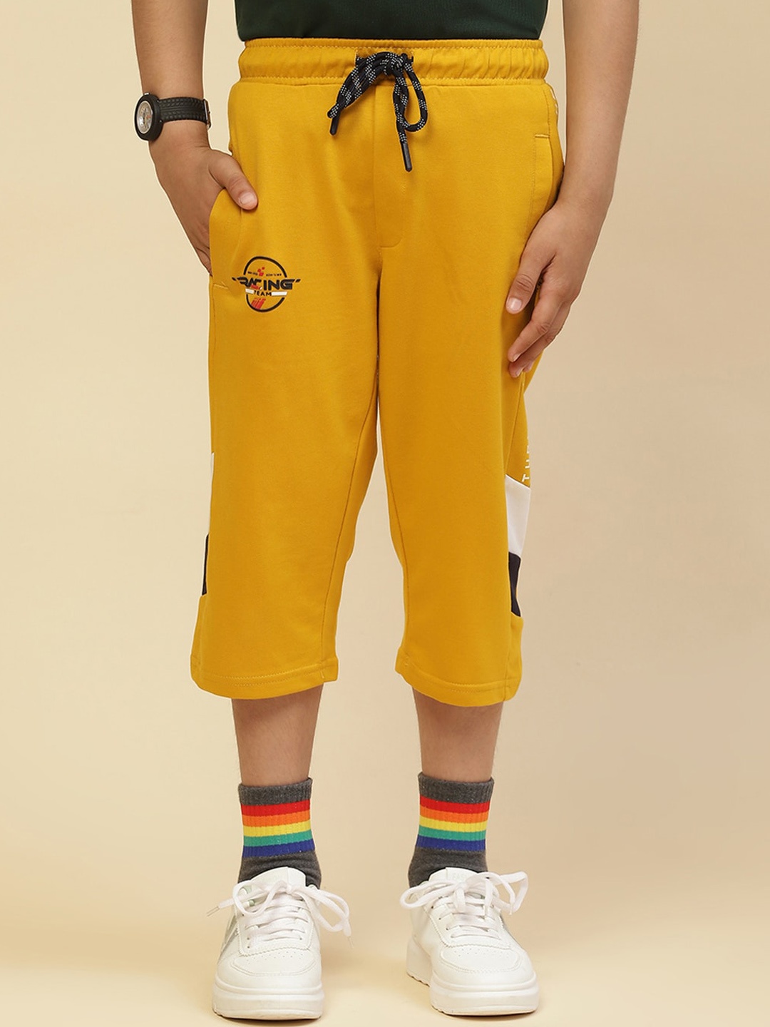 

Monte Carlo Boys Mid-Rise Below Knee Length Regular Shorts, Mustard