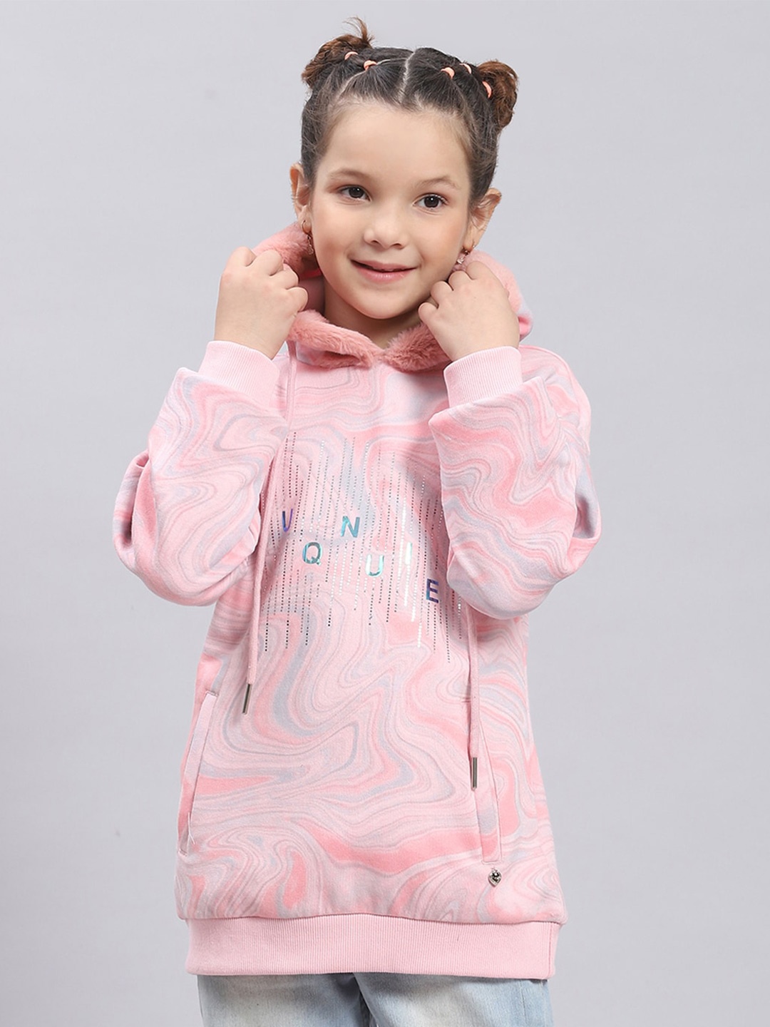

Monte Carlo Girls Printed Fleece Hooded Sweatshirt, Pink