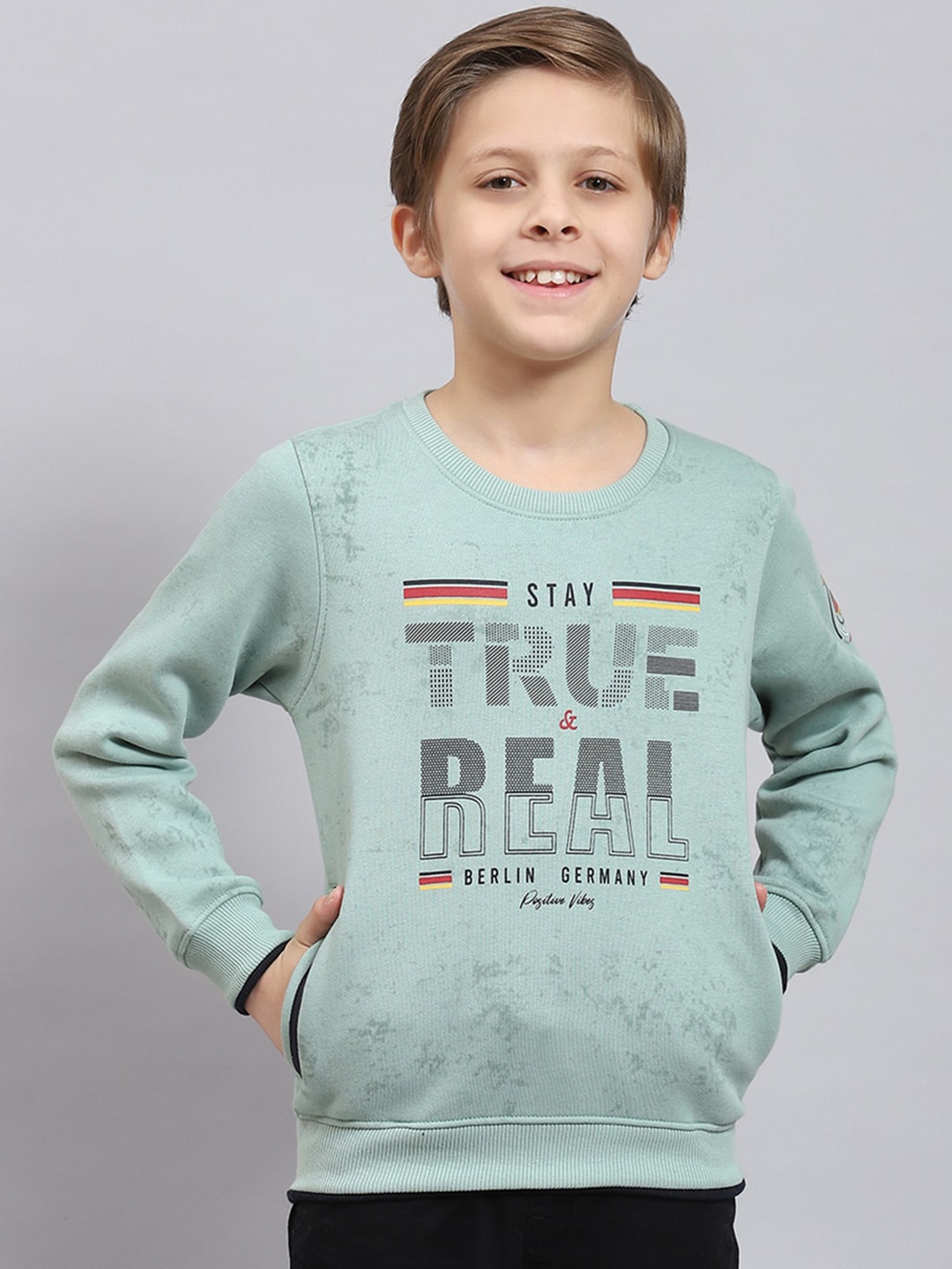 

Monte Carlo Boys Typography Printed Fleece Sweatshirt, Green