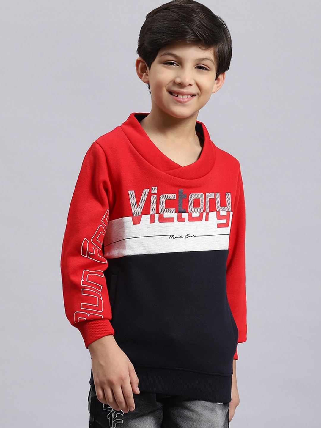 

Monte Carlo Boys Fleece Colourblocked Sweatshirt, Red