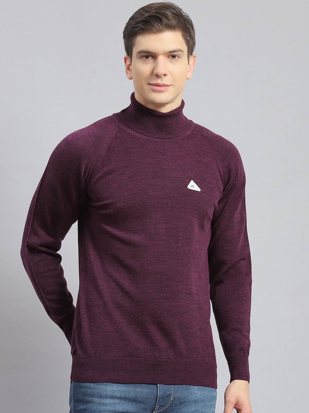 

Monte Carlo Turtle Neck Woollen Pullover Ribbed Sweaters, Purple