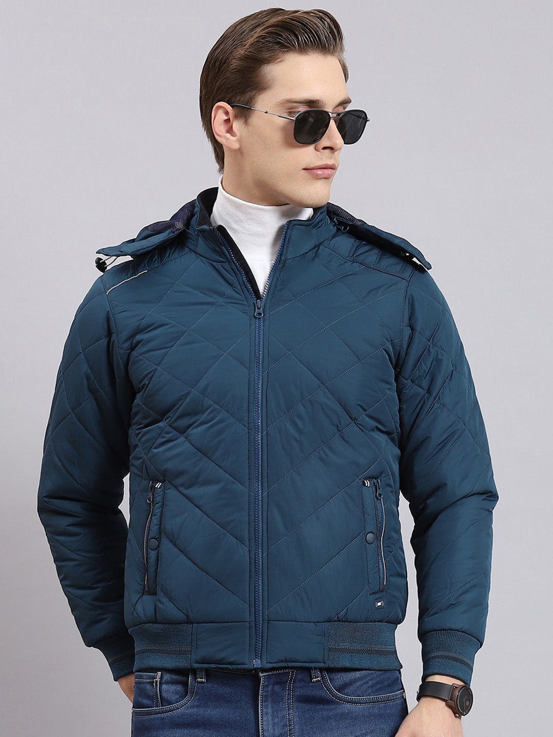 

Monte Carlo Hooded Lightweight Quilted Jacket, Navy blue