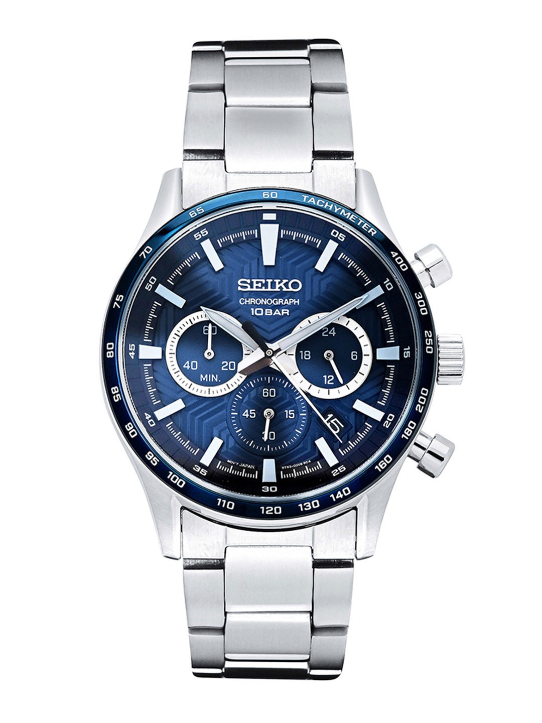 

SEIKO Men Stainless Steel Bracelet Style Straps Analogue Motion Powered Watch SSB445P1, Blue