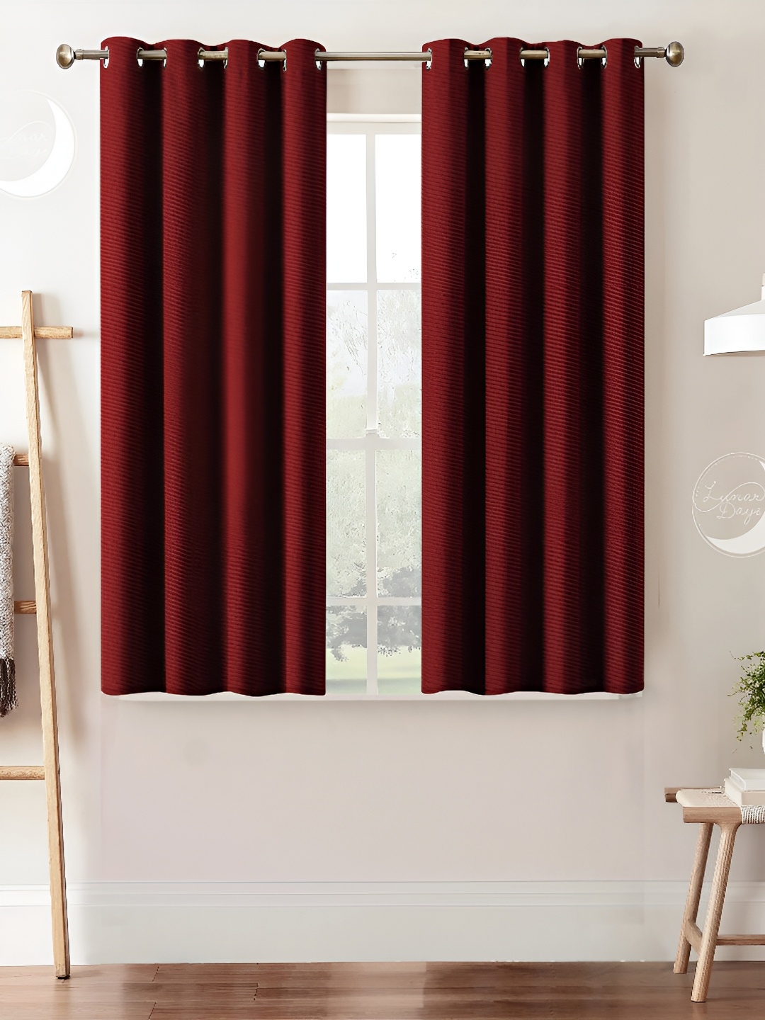 

Lunar Days Maroon 2 Pieces Black Out Door Curtain