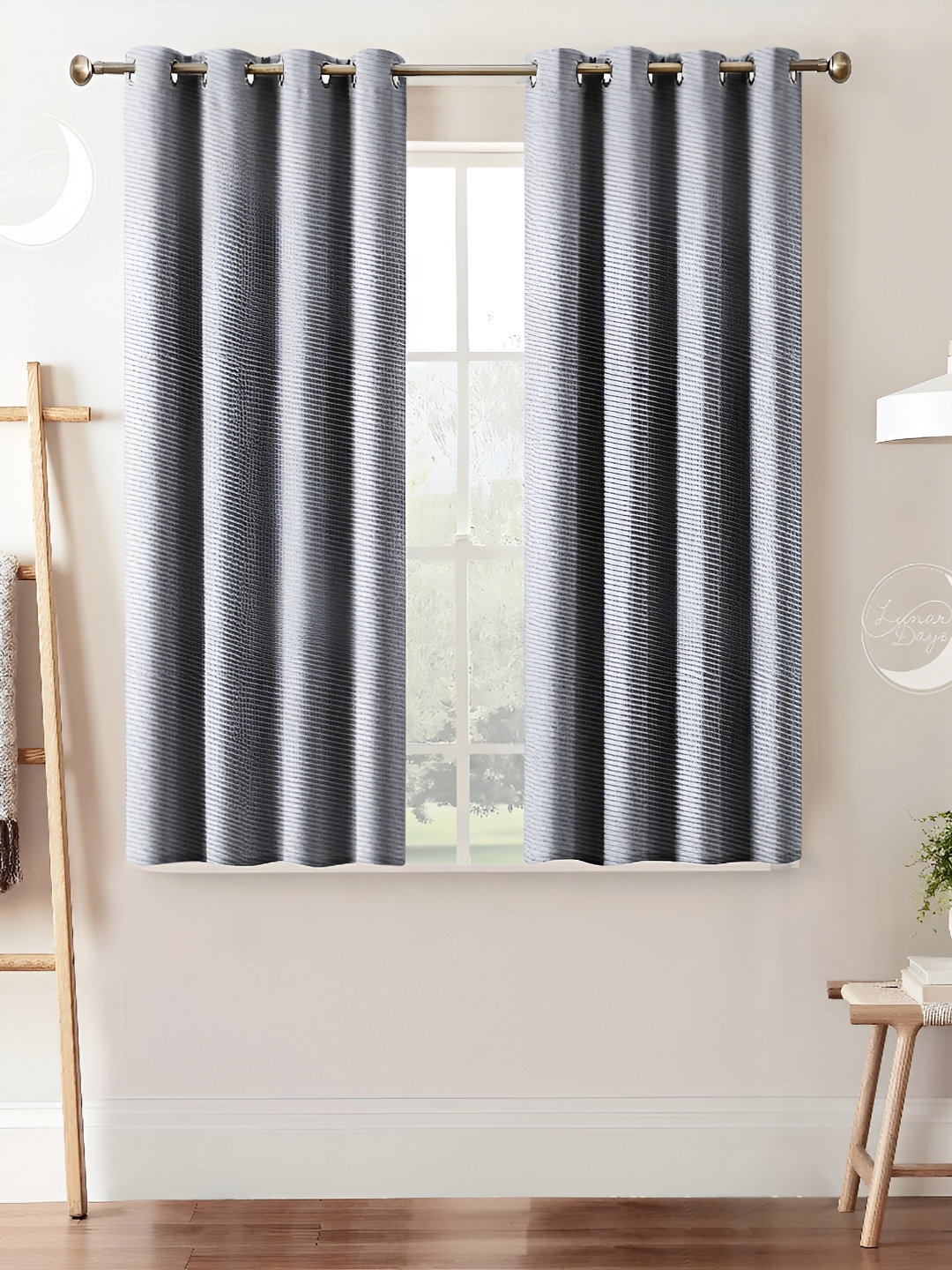 

Lunar Days Grey 2 Pieces Black Out Door Curtain