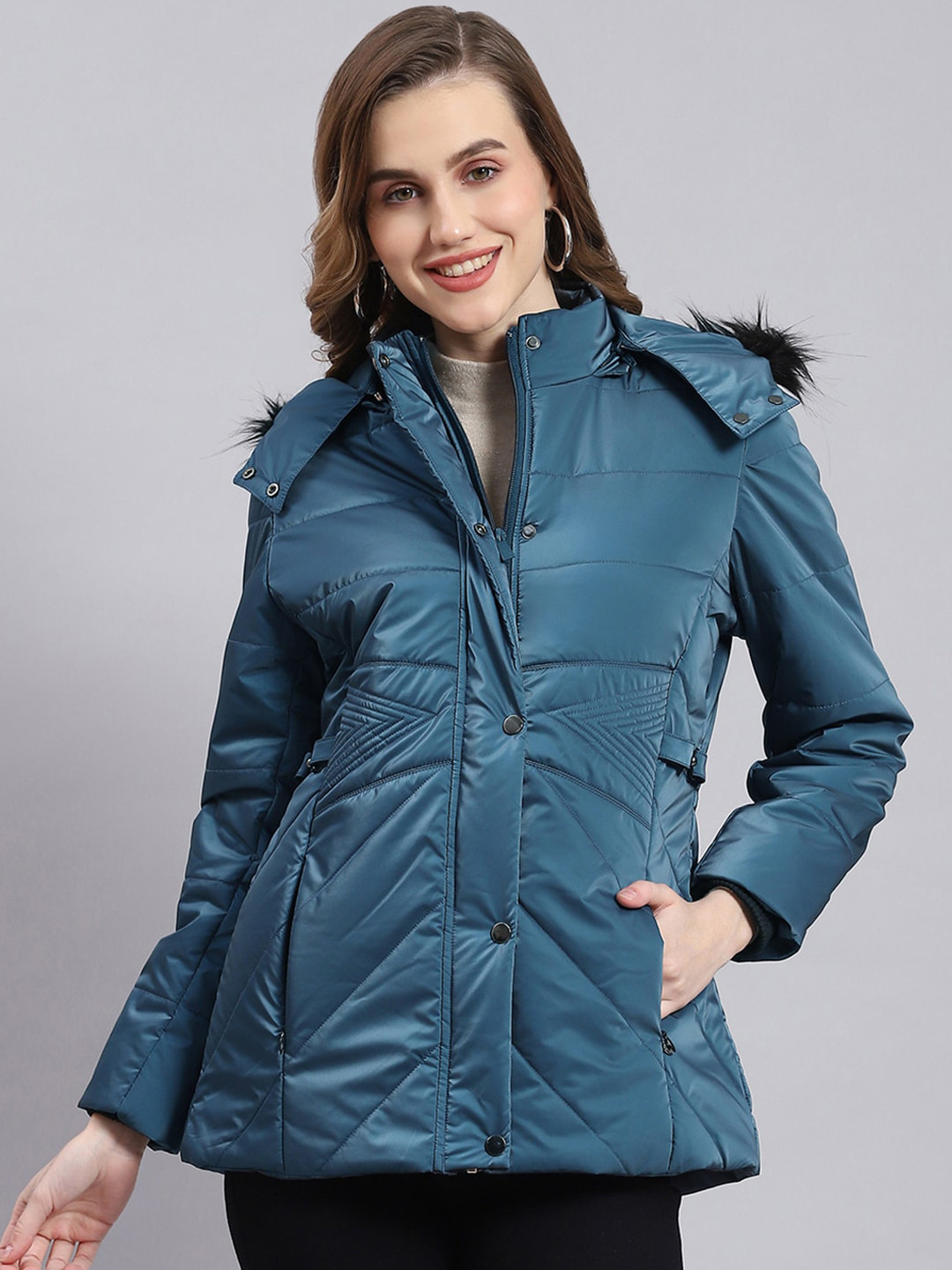 

Monte Carlo Hooded Lightweight Parka Jacket, Teal