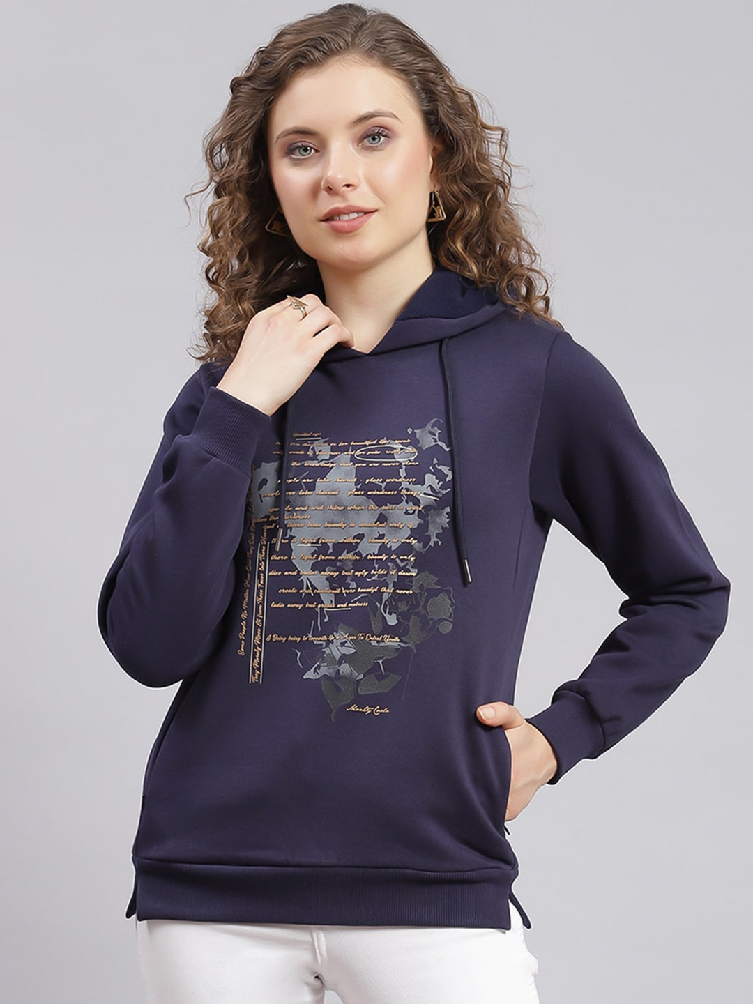 

Monte Carlo Graphic Printed Hooded Pullover Sweatshirt, Navy blue